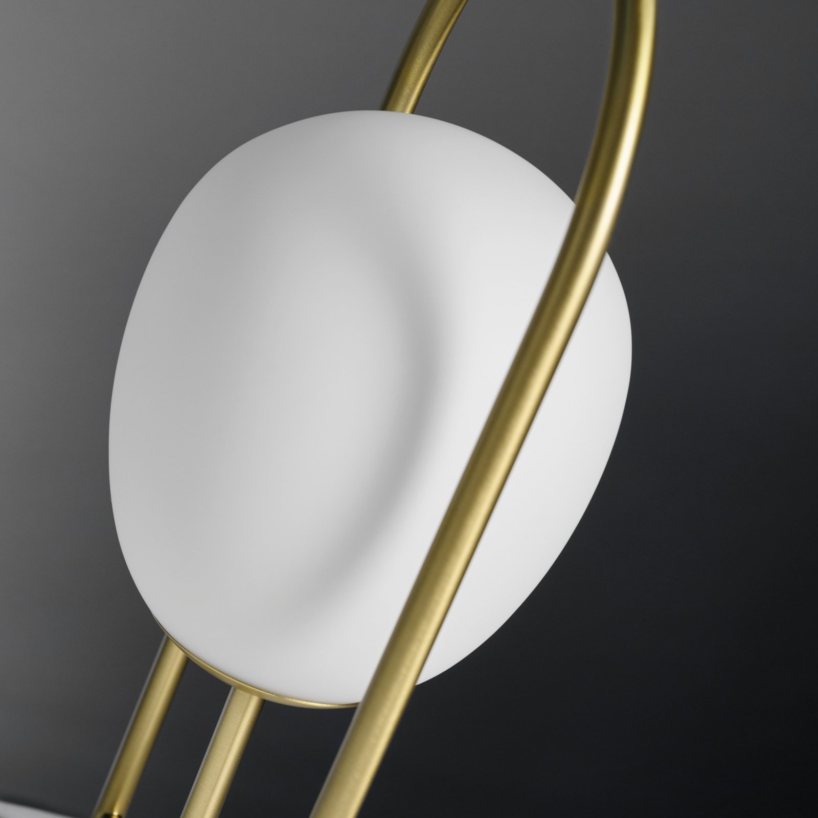 Drop table lamp, frosted glass, gold frame