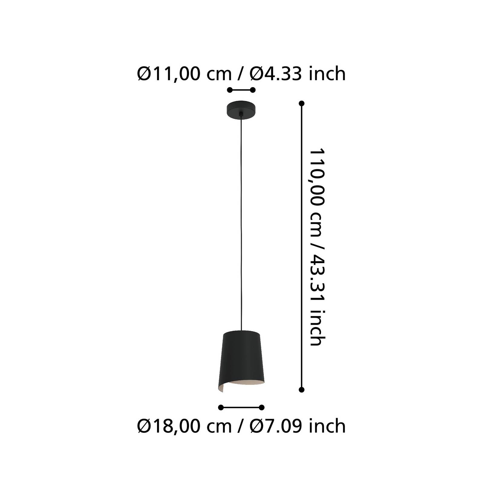 Lampa wisząca Bolivia kolor czarny/piaskowy, 1-punktowa
