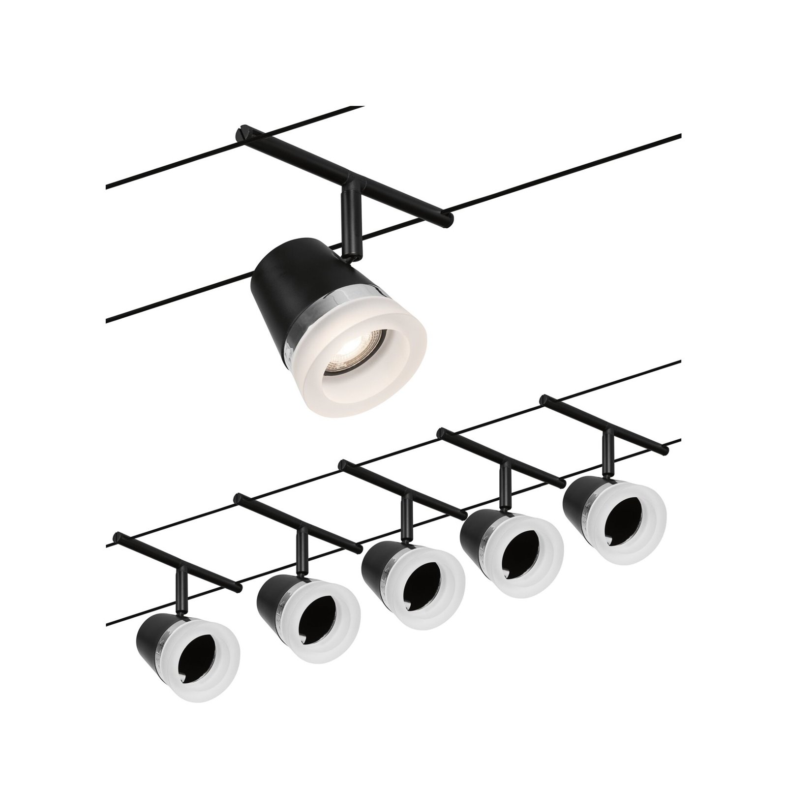 Paulmann Cone système câble base 5 lampes noir