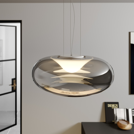 Glas-LED-Pendellampe Mijo in Rauchgrau