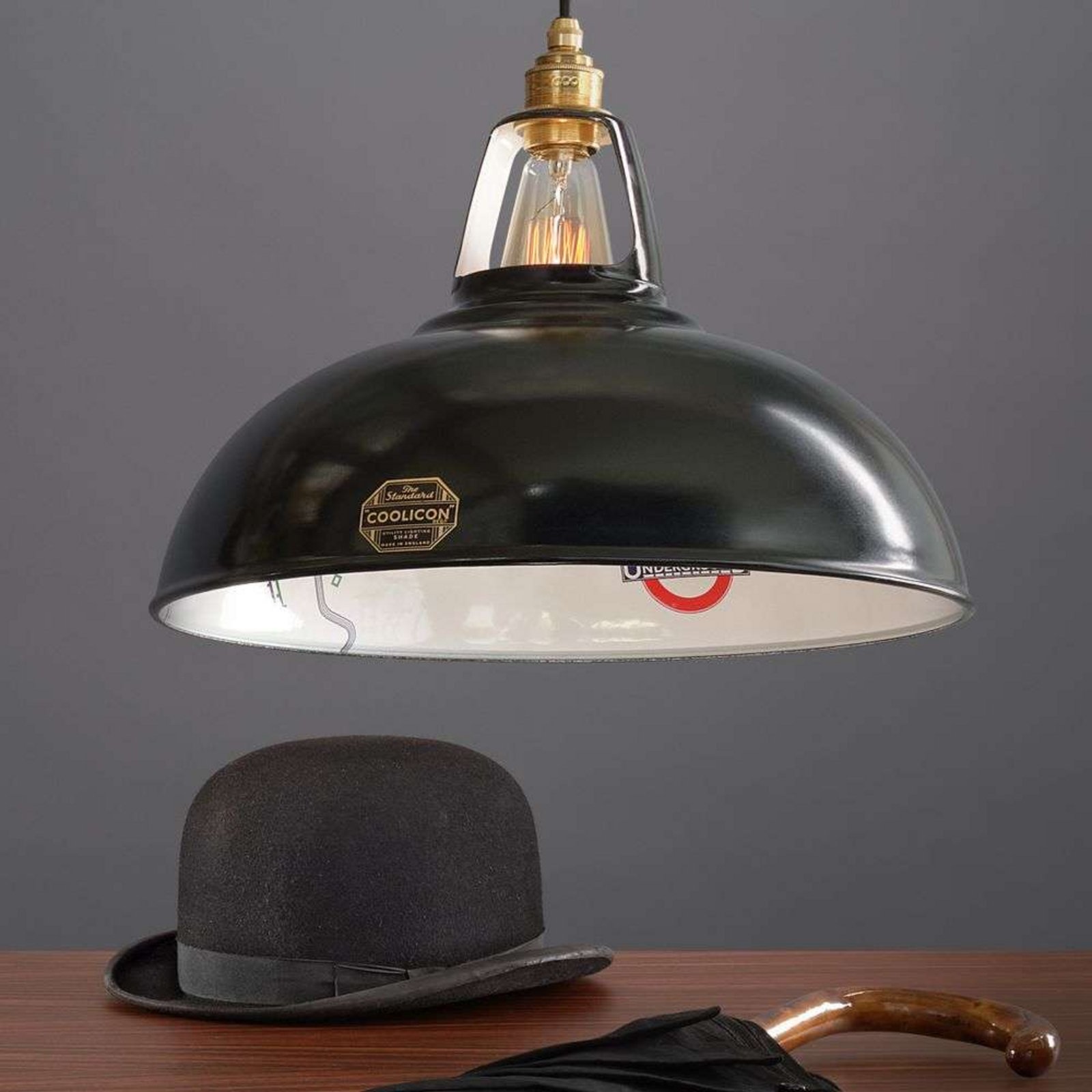 Large 1933 Design Závěsná Lampa Northern Line Black - Coolicon