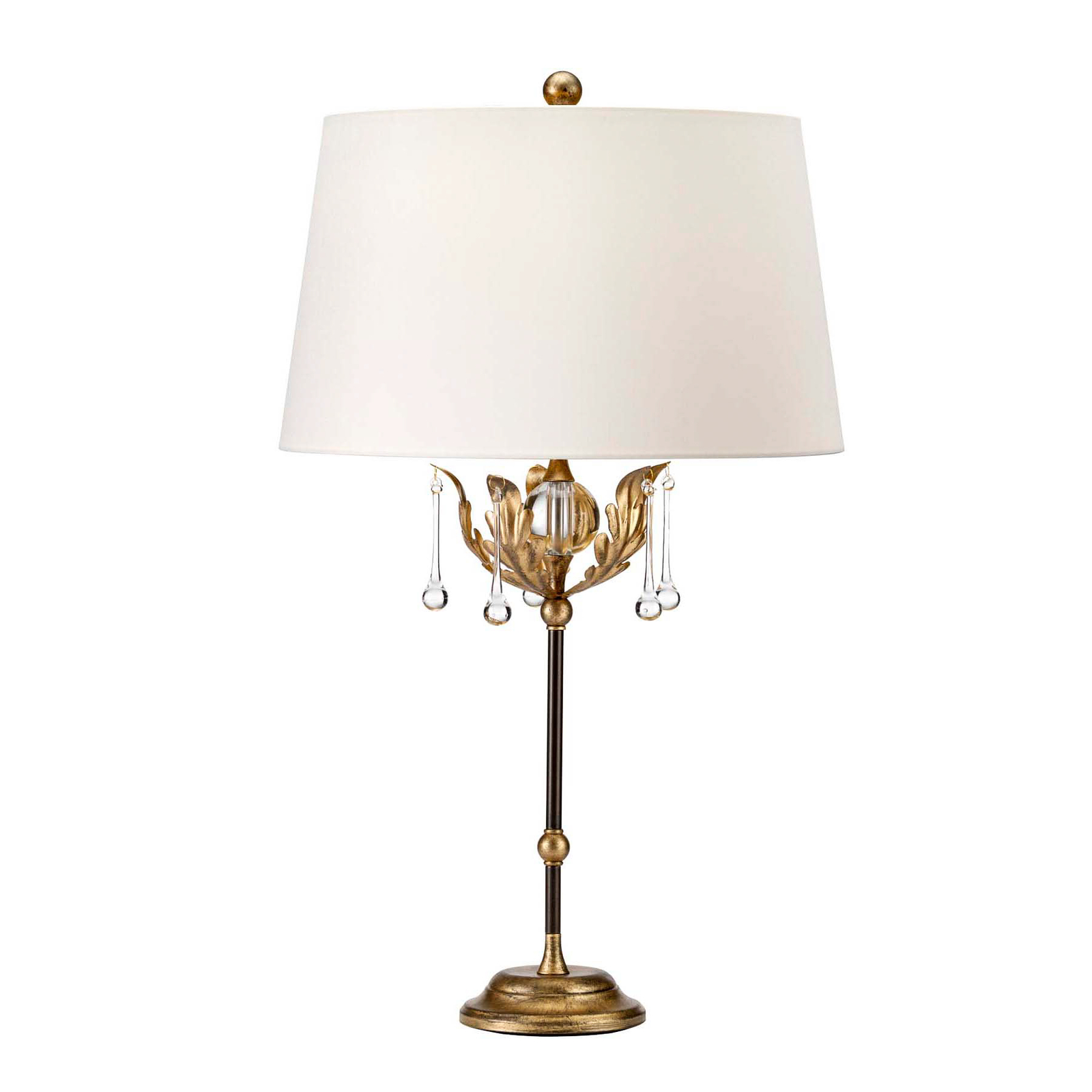 Lámpara de mesa Amarilli, bronce, pantalla textil blanca