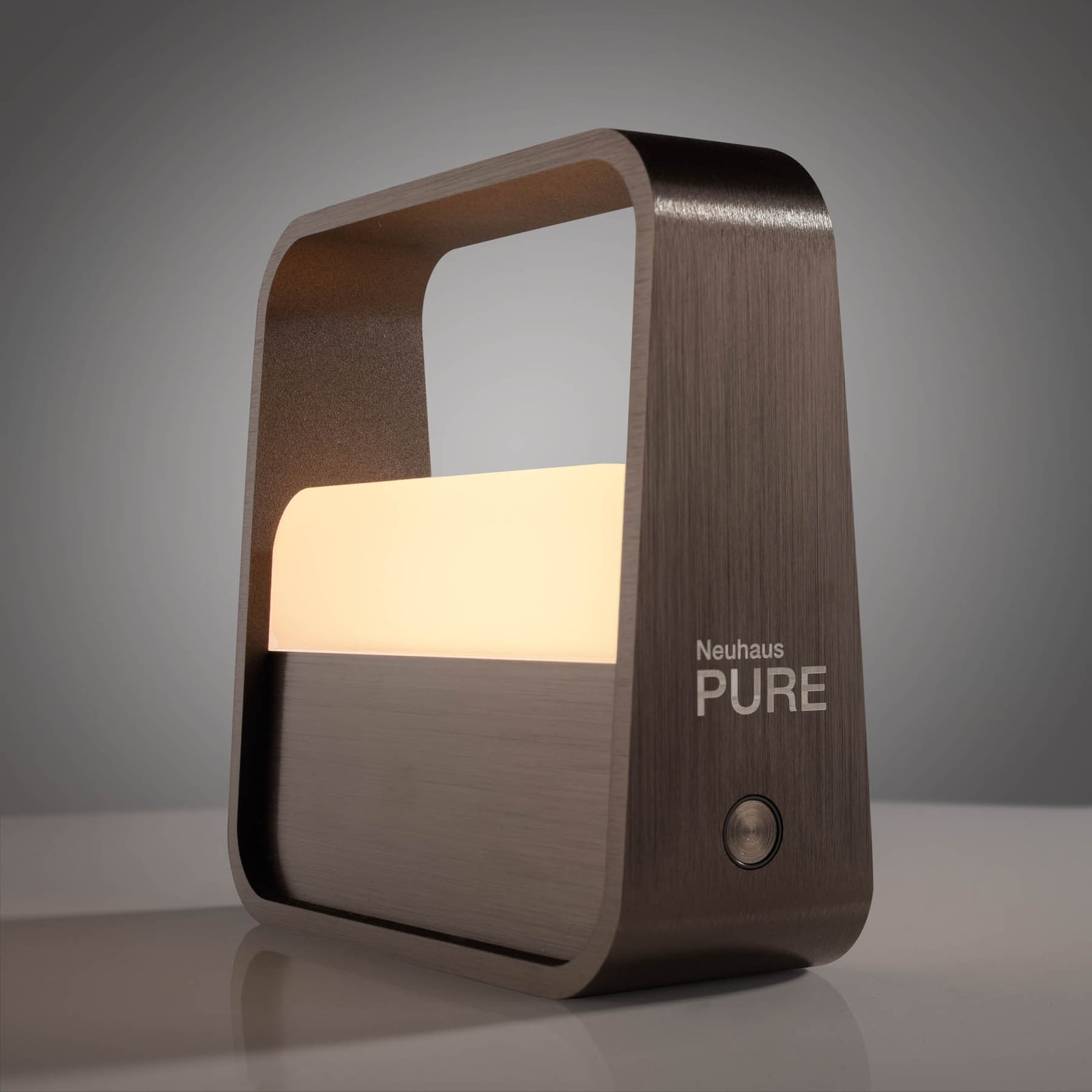 Lampe à poser LED rechargeable Go, brun métal foncé, aluminium - PURE