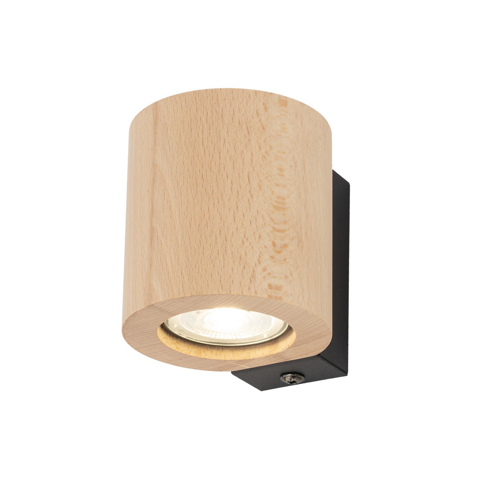 Aplique de pared Eve, haya, madera, Ø 8 cm, GU10