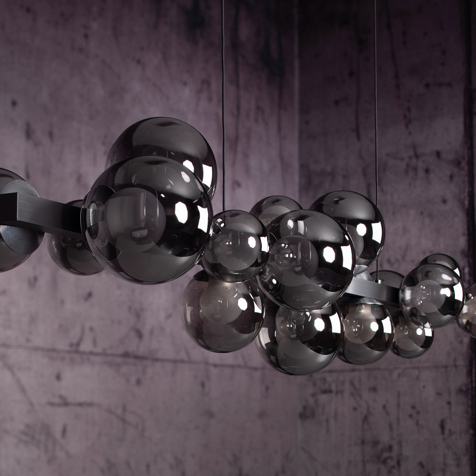 Lampa wisząca LED PURE E-Popup, szara, szkło/metal CCT 18-światło.