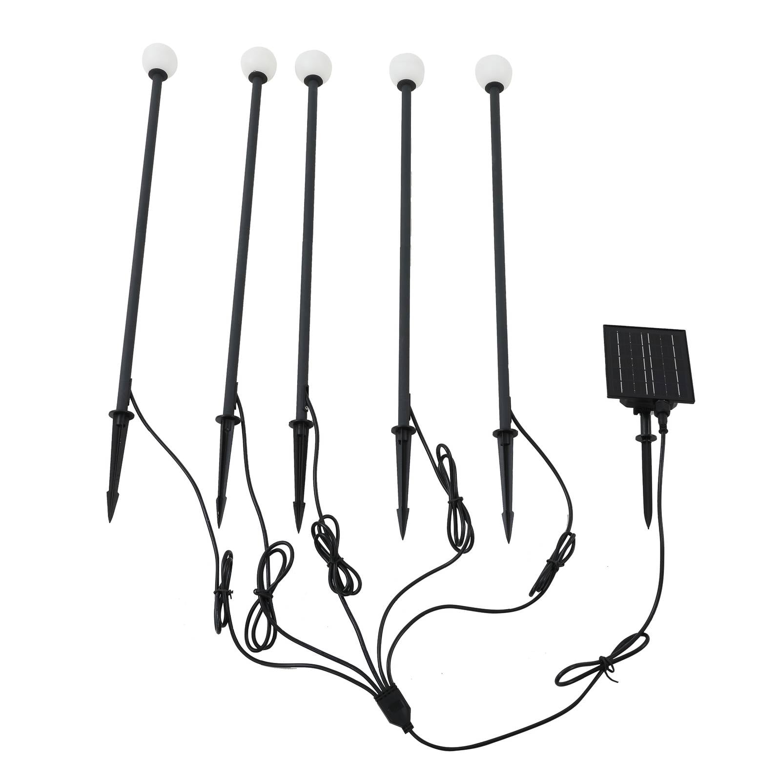 Lindby LED-Solarleuchte Freydis, 5er-Set, schwarz, 2.000 K