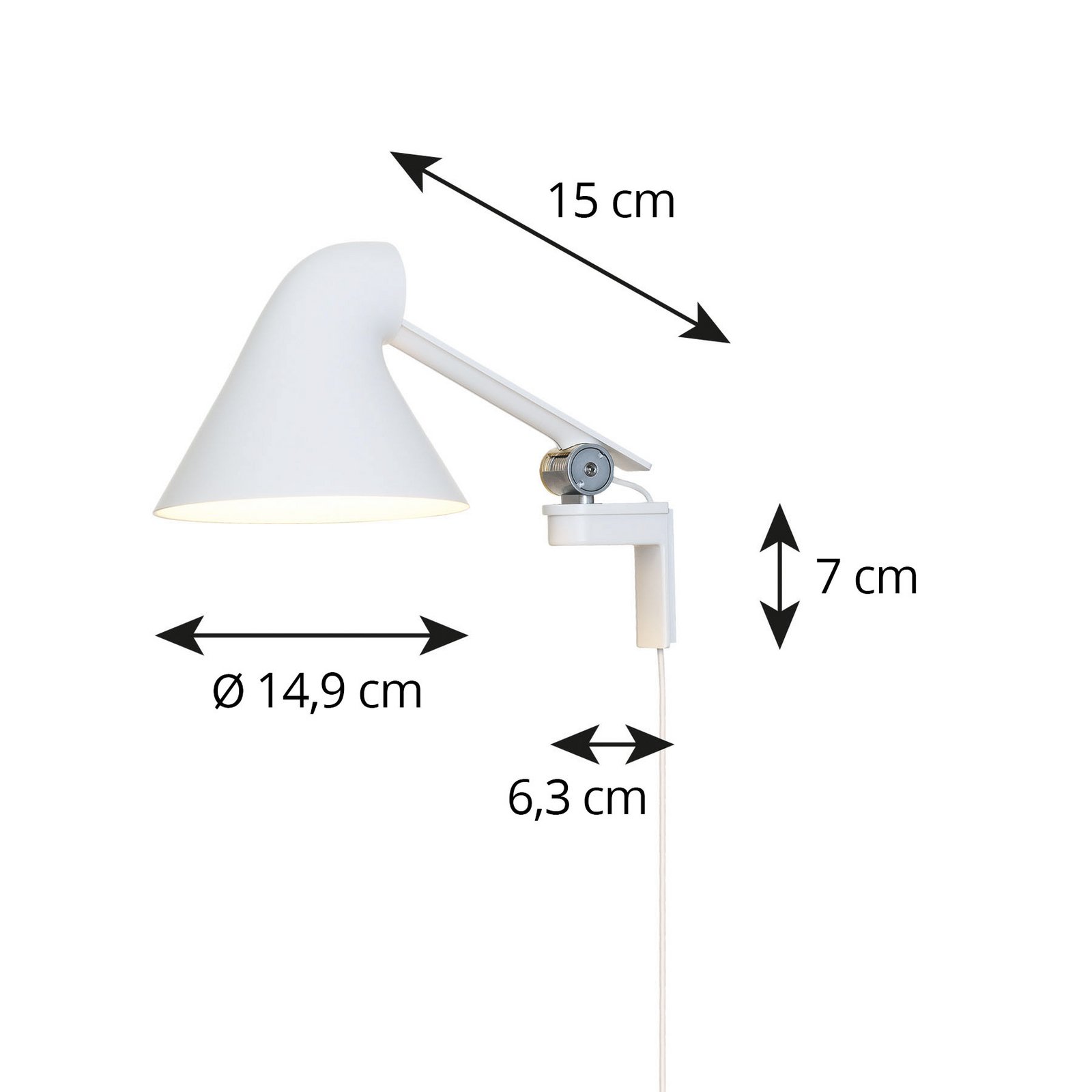NJP Vegglampe Kort Arm Hvit - Louis Poulsen