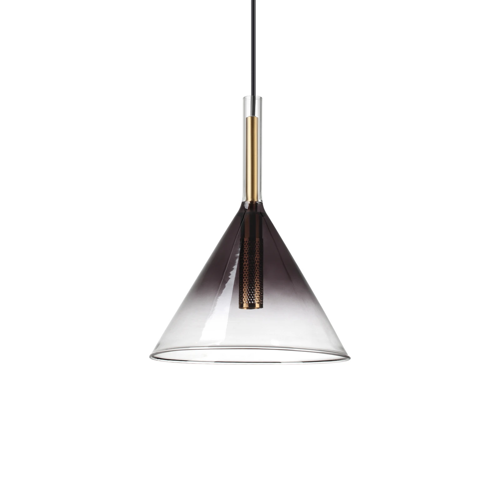 Ideal Lux Hängeleuchte Empire Cono, Glas klar/rauchgrau