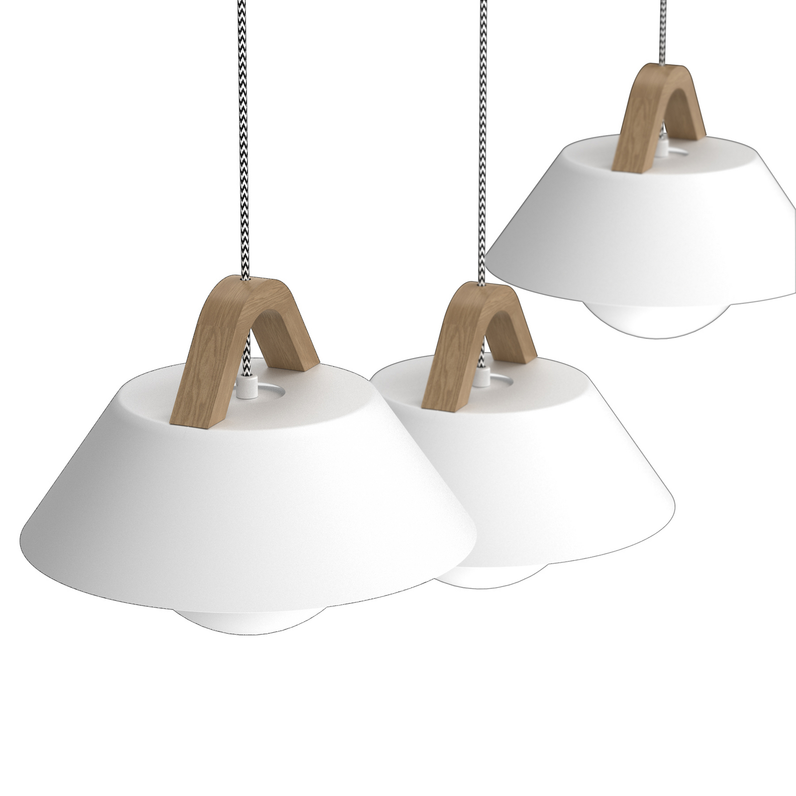 Funda pendant light, white, length 110 cm, 3-bulb, metal/glass Funda pendant light, white, length 110 cm, 3-bulb, metal/glass