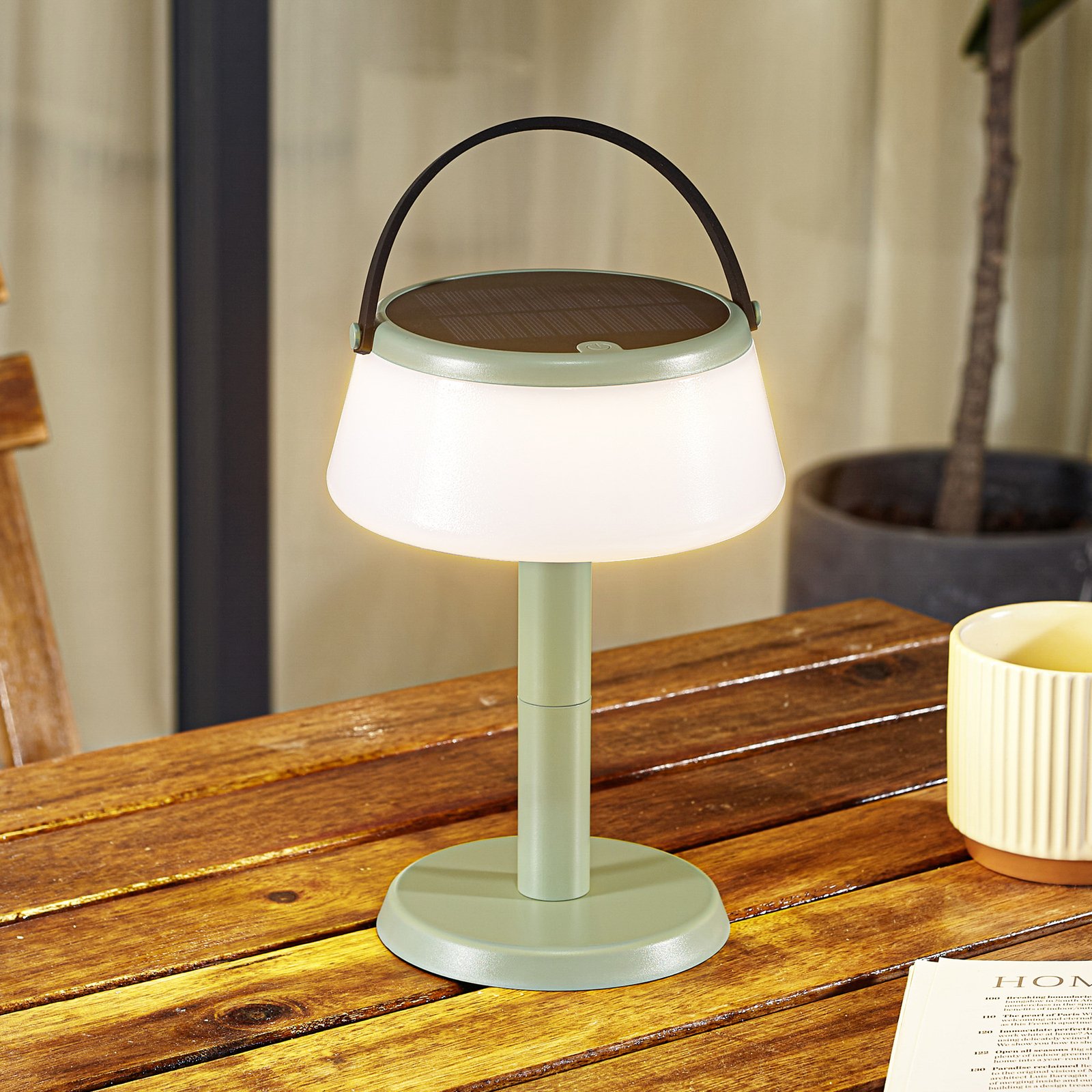 Lindby LED table lamp Mikkel, green, dimmable