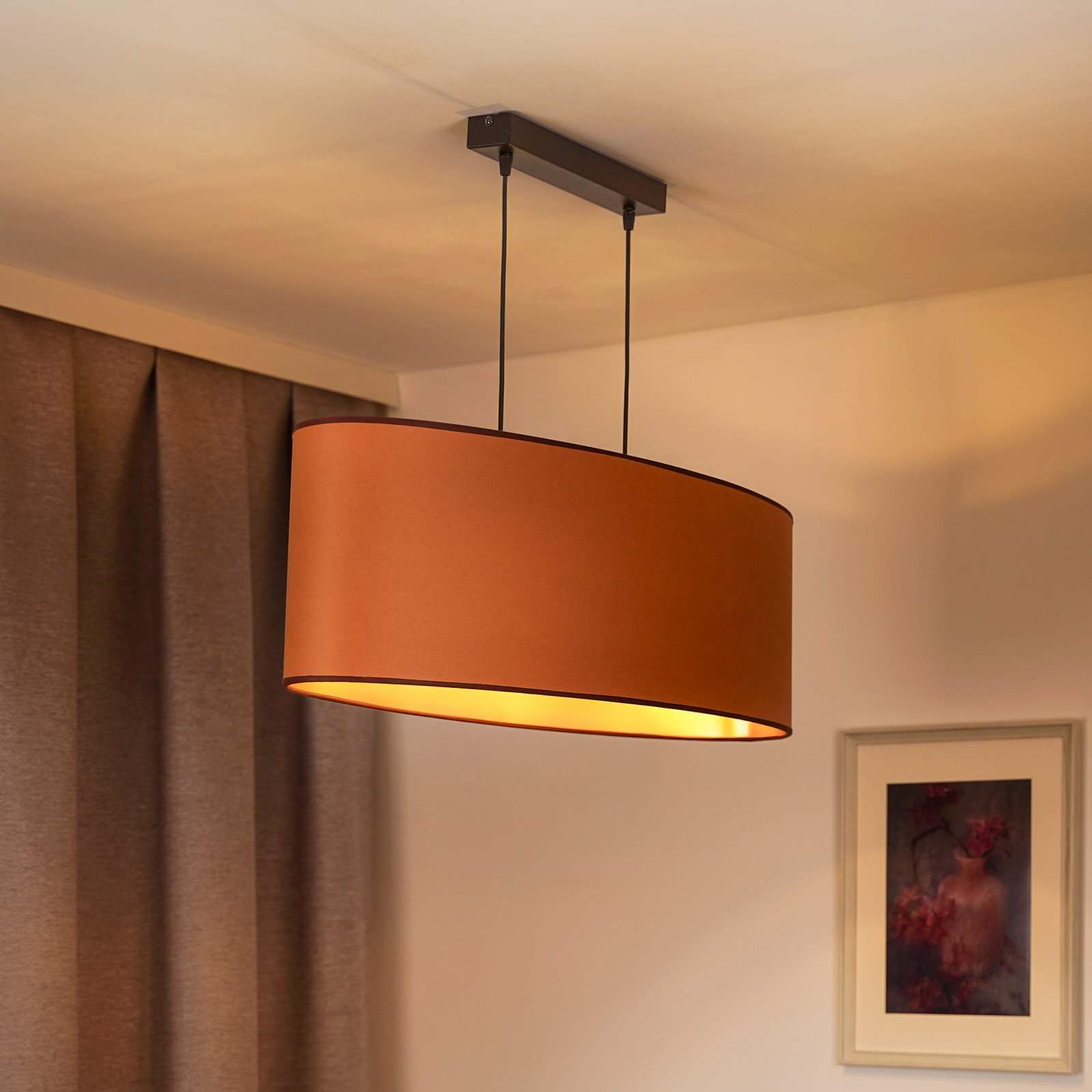Envostar lumină suspendată Idun maro 80 cm material vegan natural - Camera de zi / sufragerie - modern - Altele