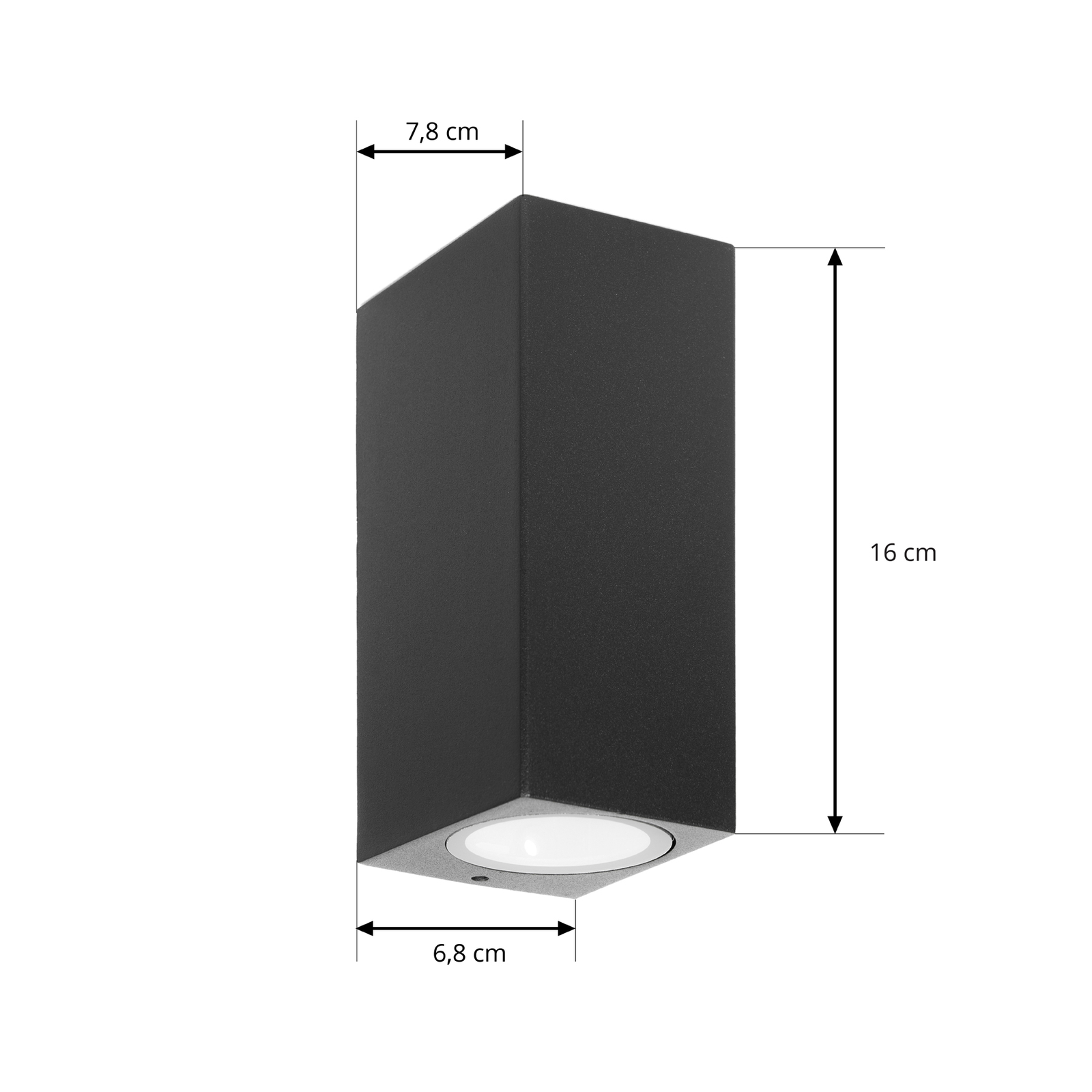 Prios buitenwandlamp Tetje, zwart, hoekig, 16 cm