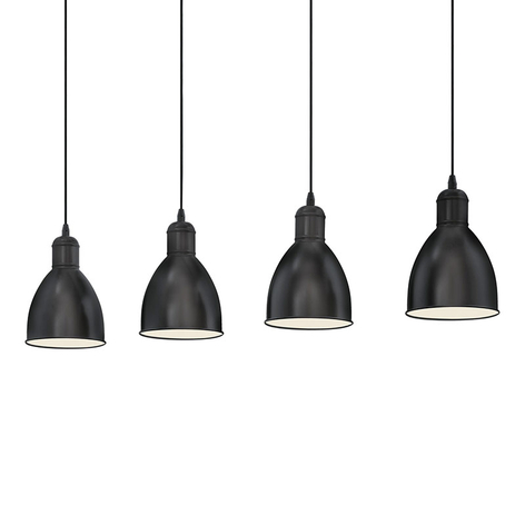 Suspension Priddy avec quatre abat-jour noirs