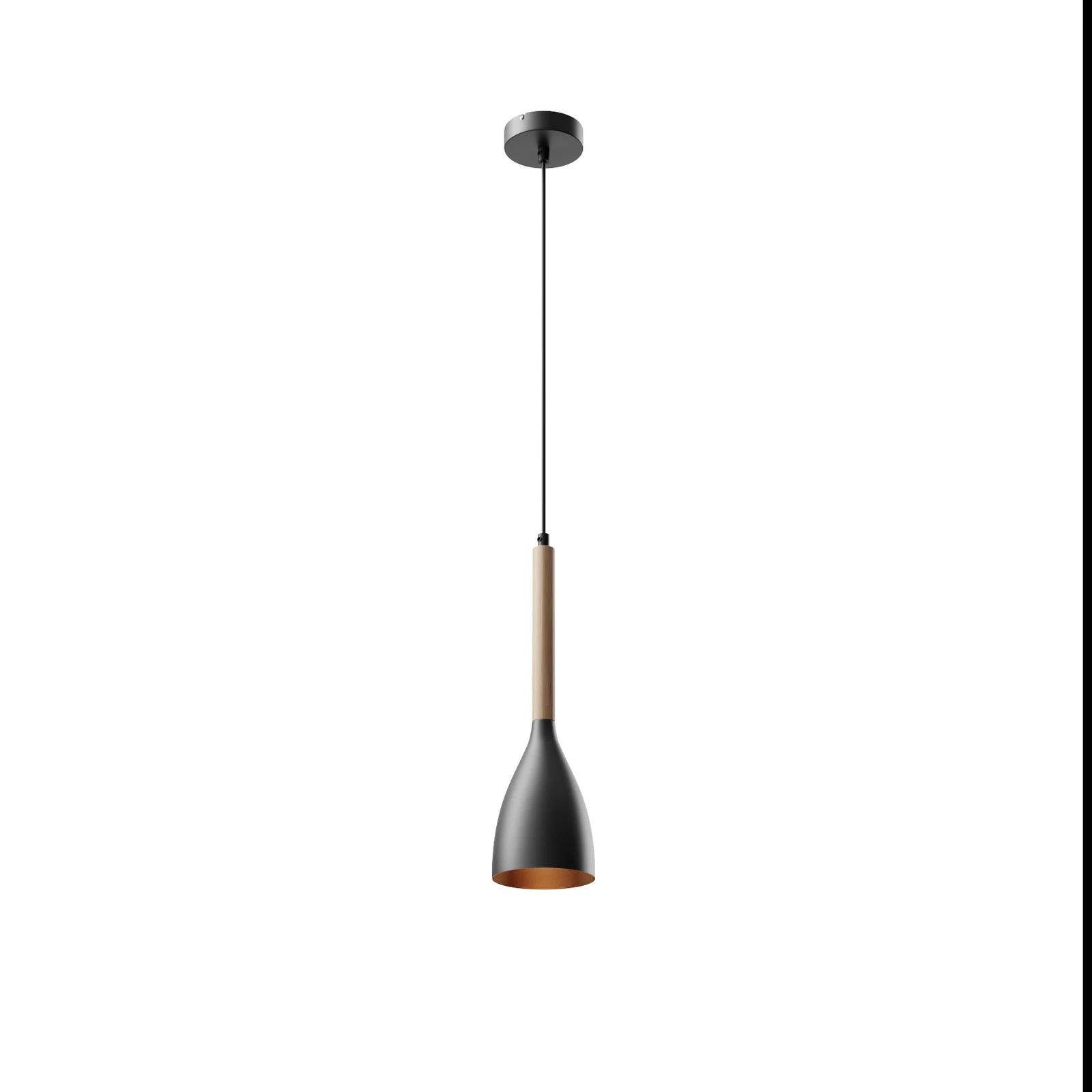 Hanglamp Muza, zwart/licht hout, Ø 11 cm