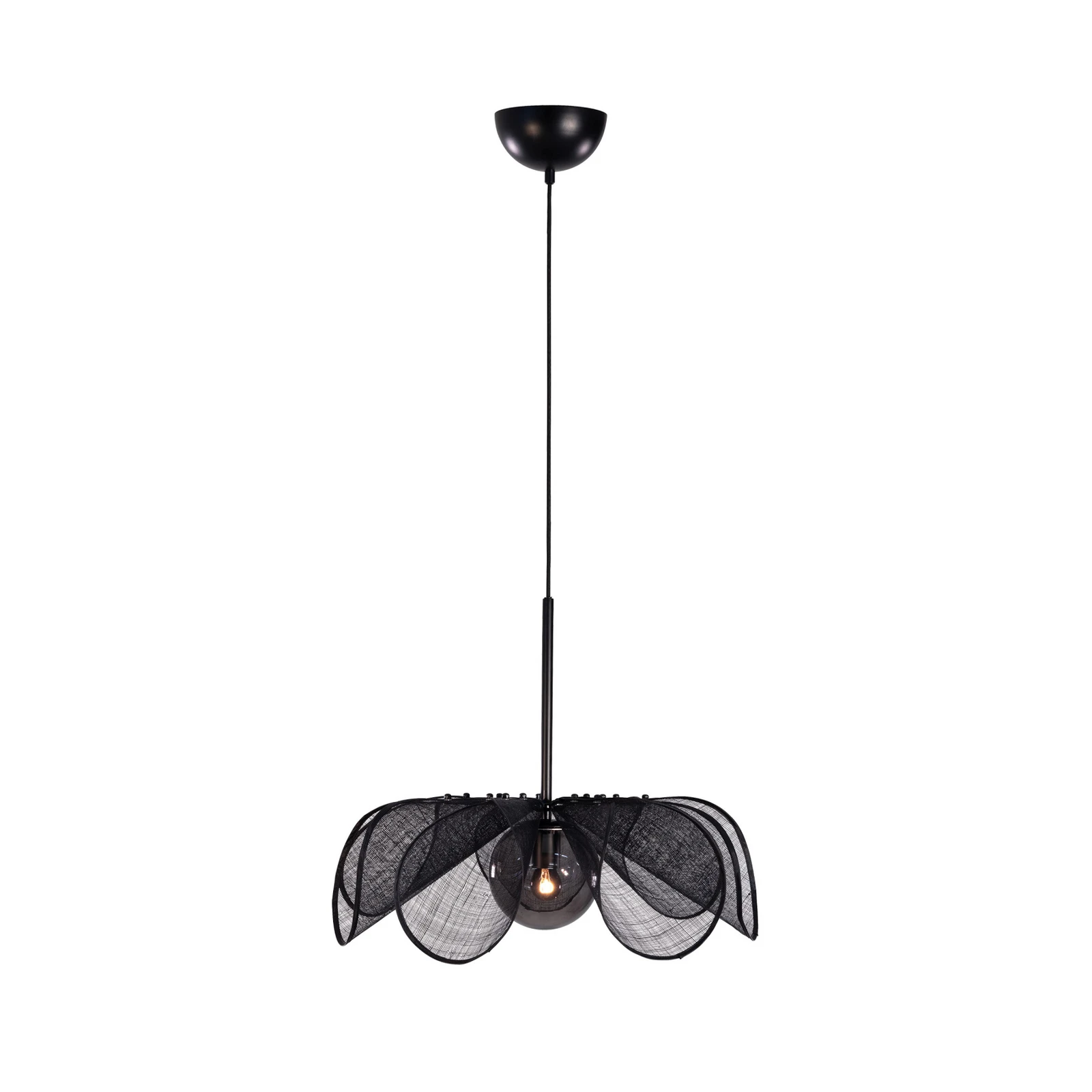 Rippvalgustid Styrka, Ø 63 cm, must/suitsuhall, banaanikiud
