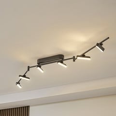 Lindby LED-es reflektor Eldrin, fekete, 6 lámpás, fénycsík, fényszalag