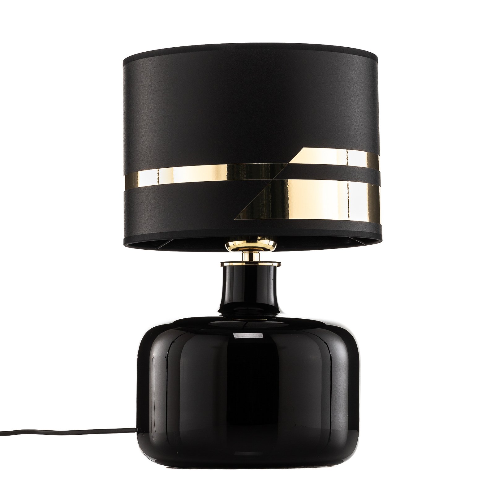 Textilní stolní lampa Bodo, černo-zlatá