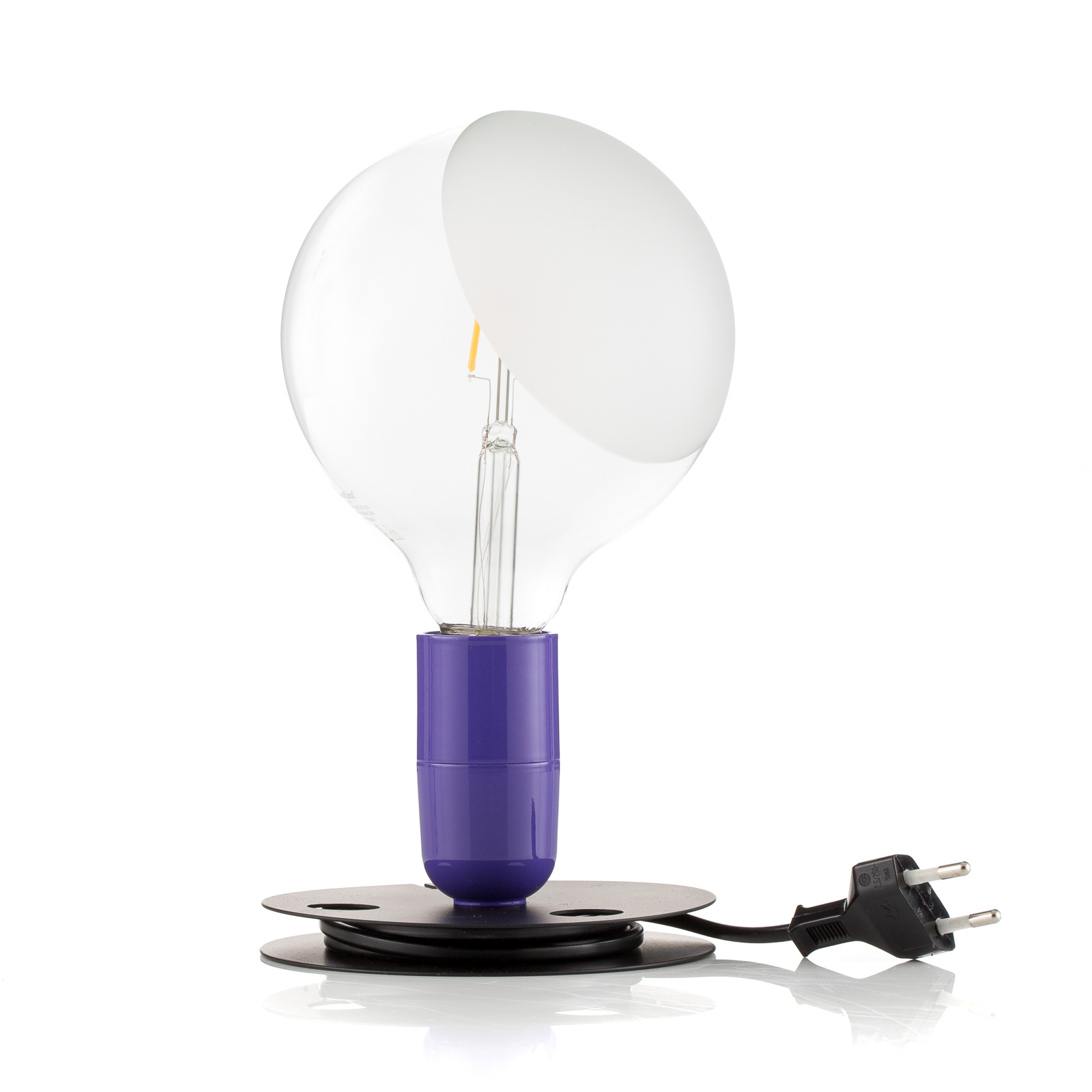 FLOS Lampadina LED-Tischlampe lila, Fuß schwarz