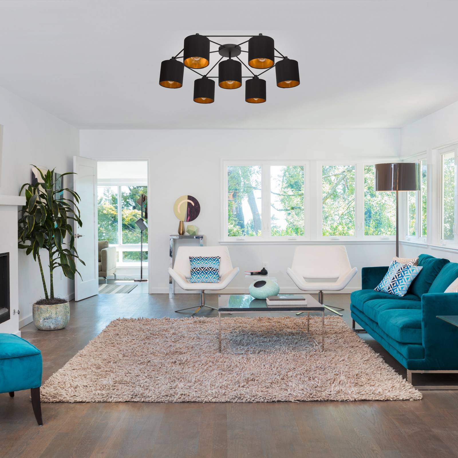 EGLO Plafondlamp Staiti zwart met kappen