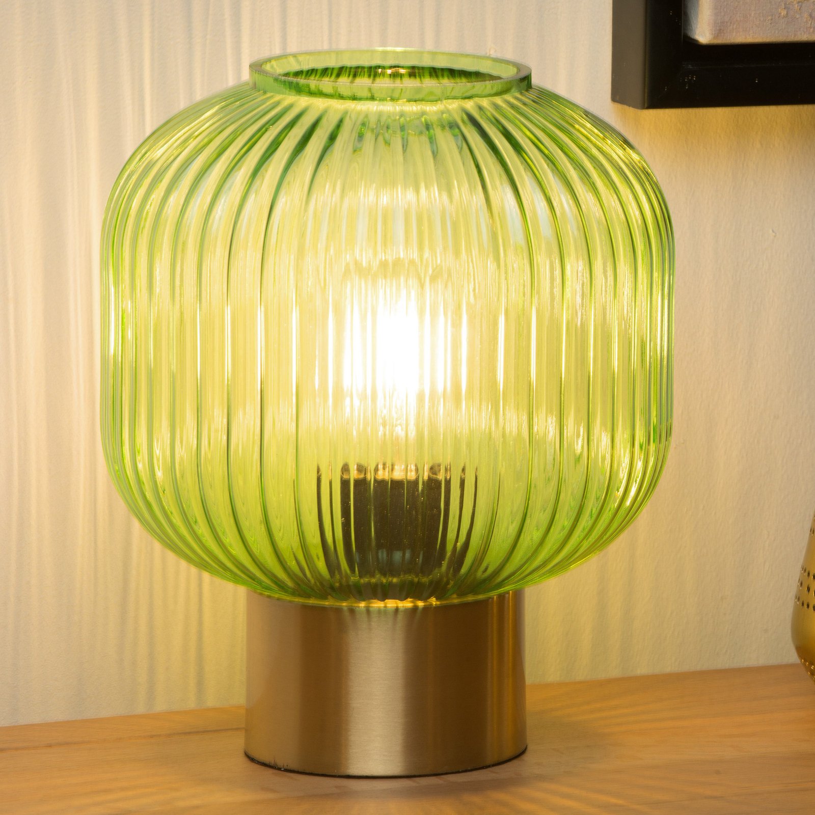 Lampada da tavolo in vetro Maloto, verde/oro, Ø 20 cm, E27