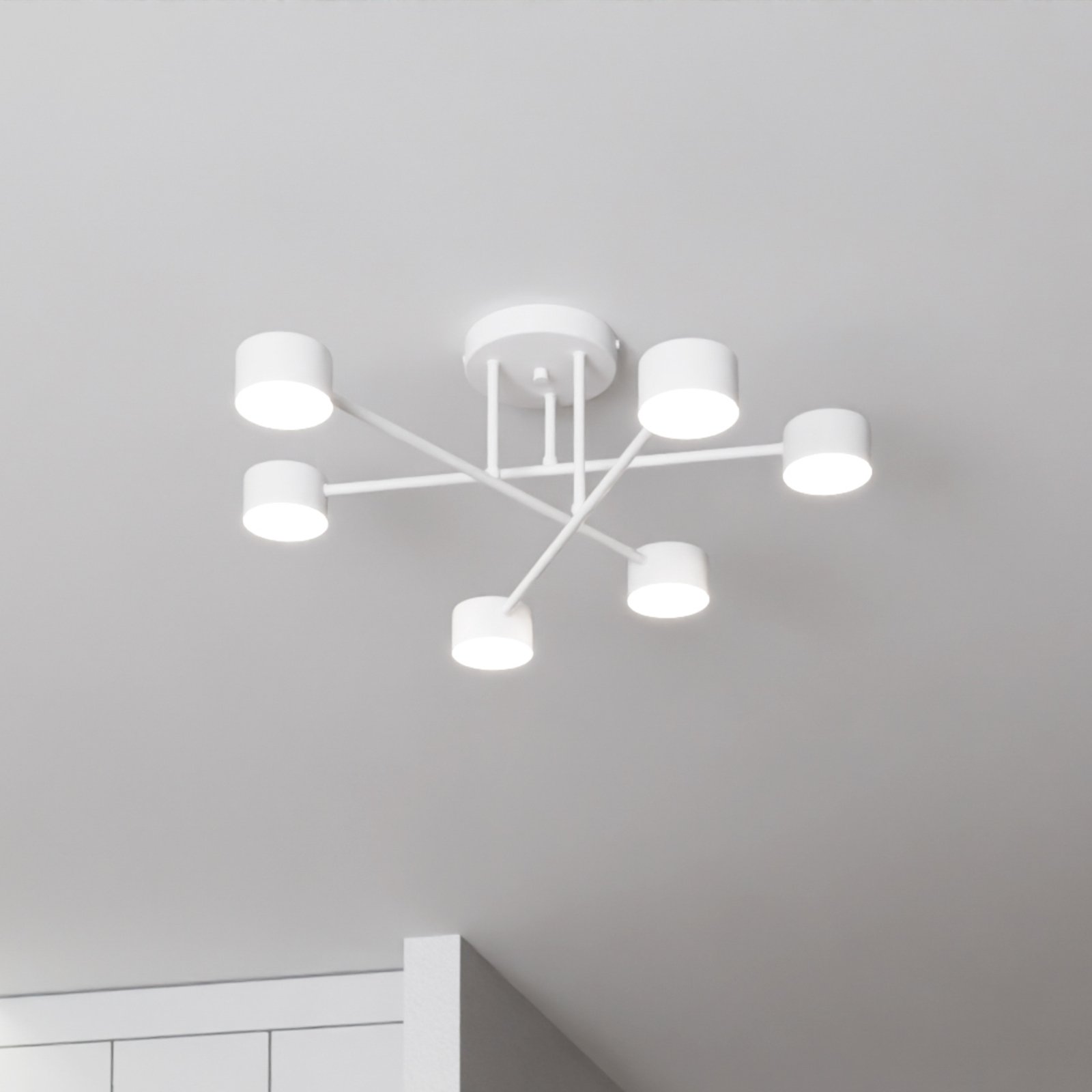 Modus 6 taklampe, stål, 6 lyskilder, GX53, hvit