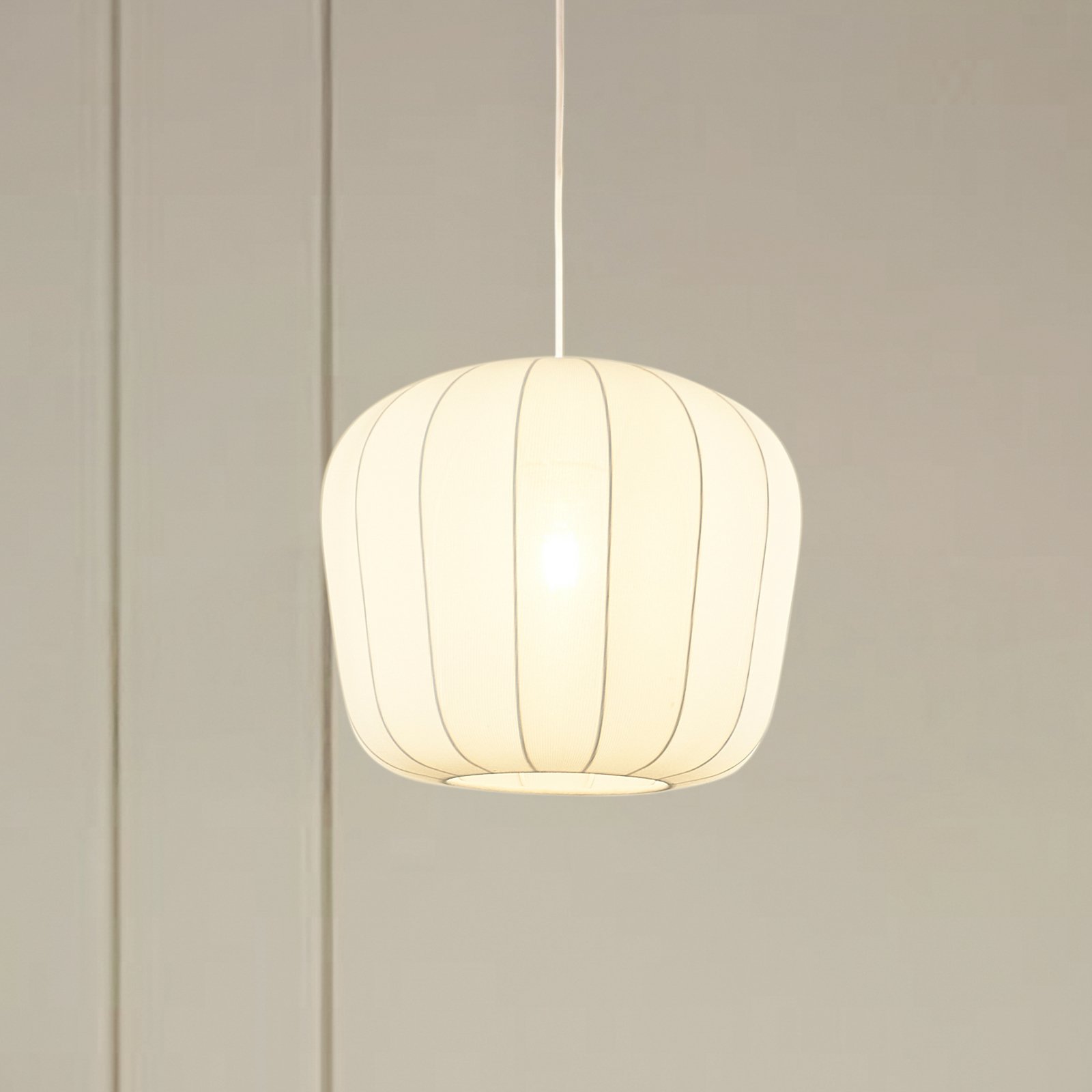 Lindby suspension Helin, blanc, Ø 35 cm, tissu