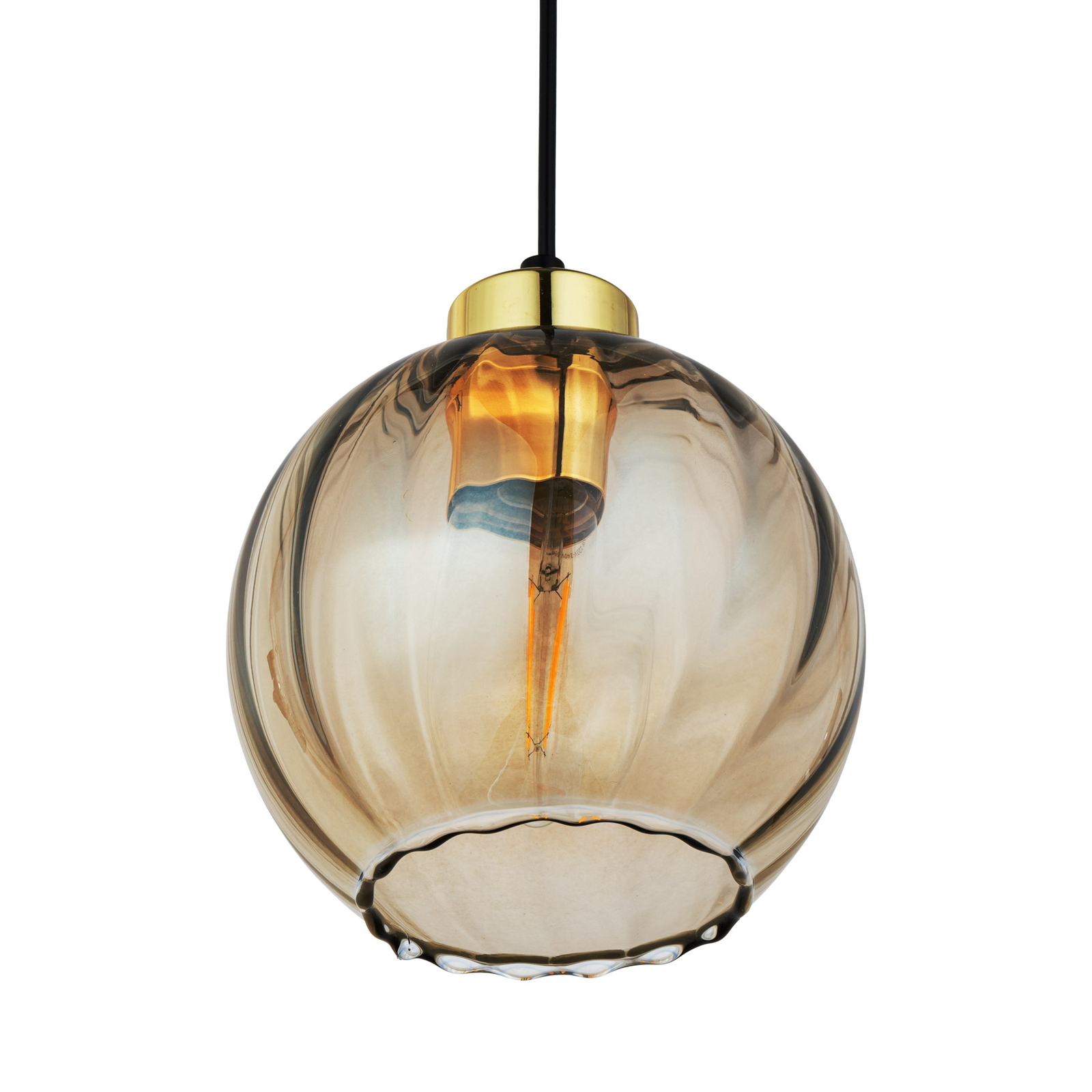 Lampada a sospensione Devi, vetro, ambra, 1 luce, Ø 18 cm