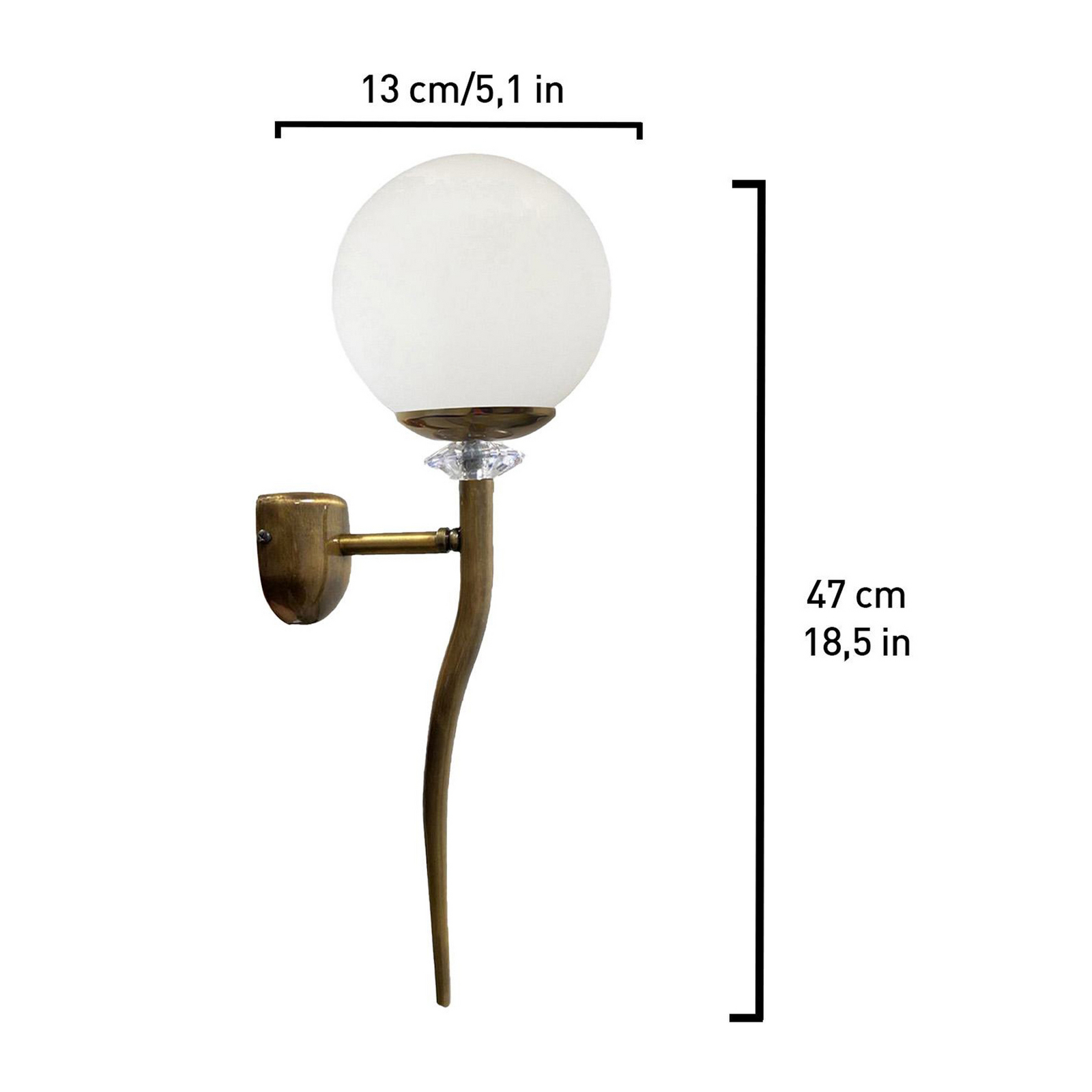 Glory vägglampa, mässing, metall, höjd 47 cm