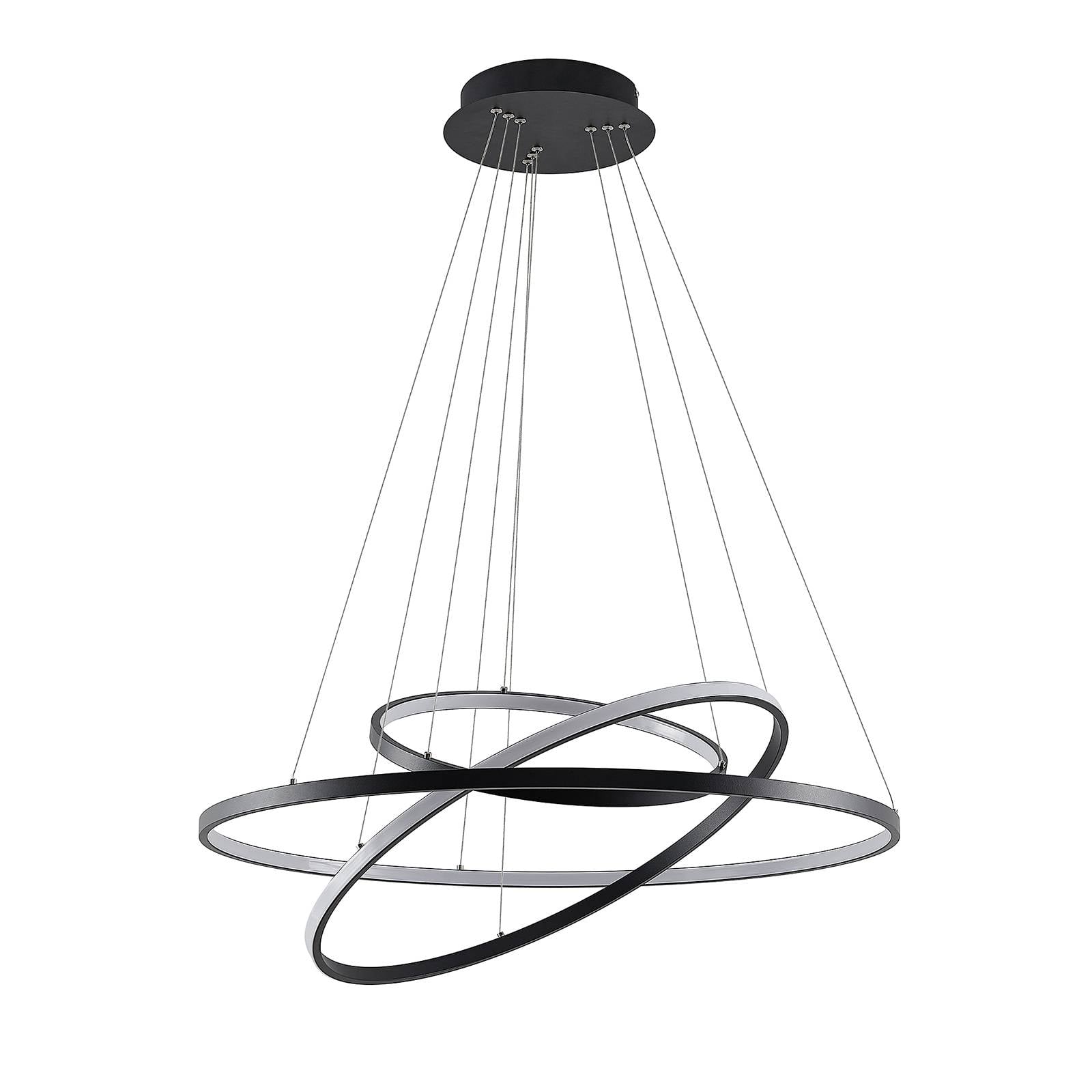 Lucande Filippa LED pendant light with 3 rings, for Living / Dining Room, aluminium, silicone, iron, 53 W