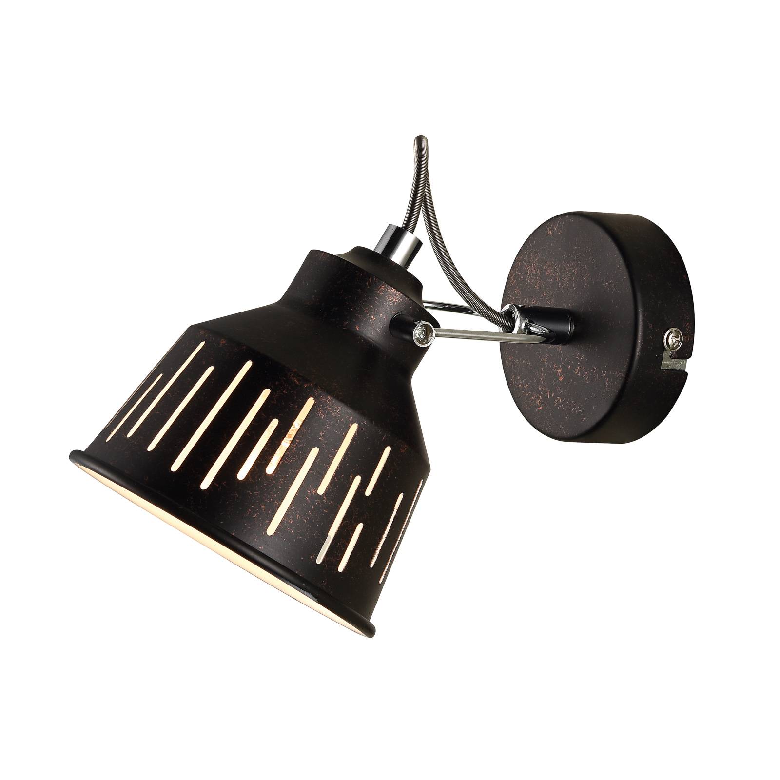 Euluna Viking wall spotlight, one-bulb - Living / Dining Room - dimmable - Industrial Design - Black