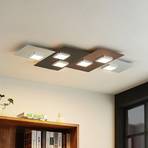 Lindby ceiling light Upari, 6-bulb, 100 cm long, steel
