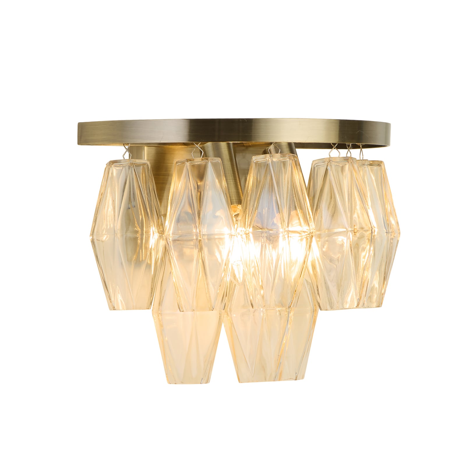 Wandleuchte Alba, messing antik, Glas getönt, E14