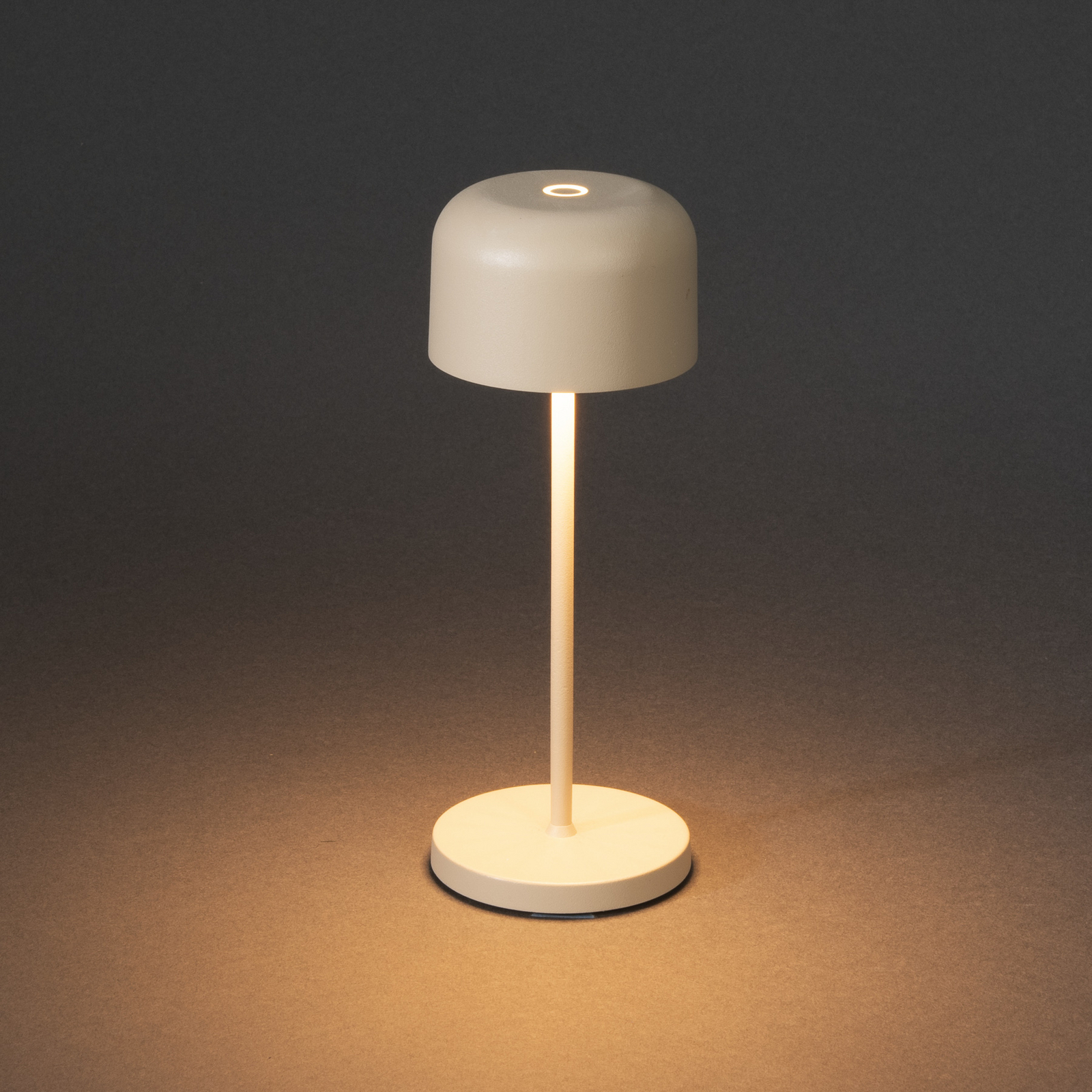 LED tafellamp Lille, hoogte 20 cm, zandkleurig, IP54, USB