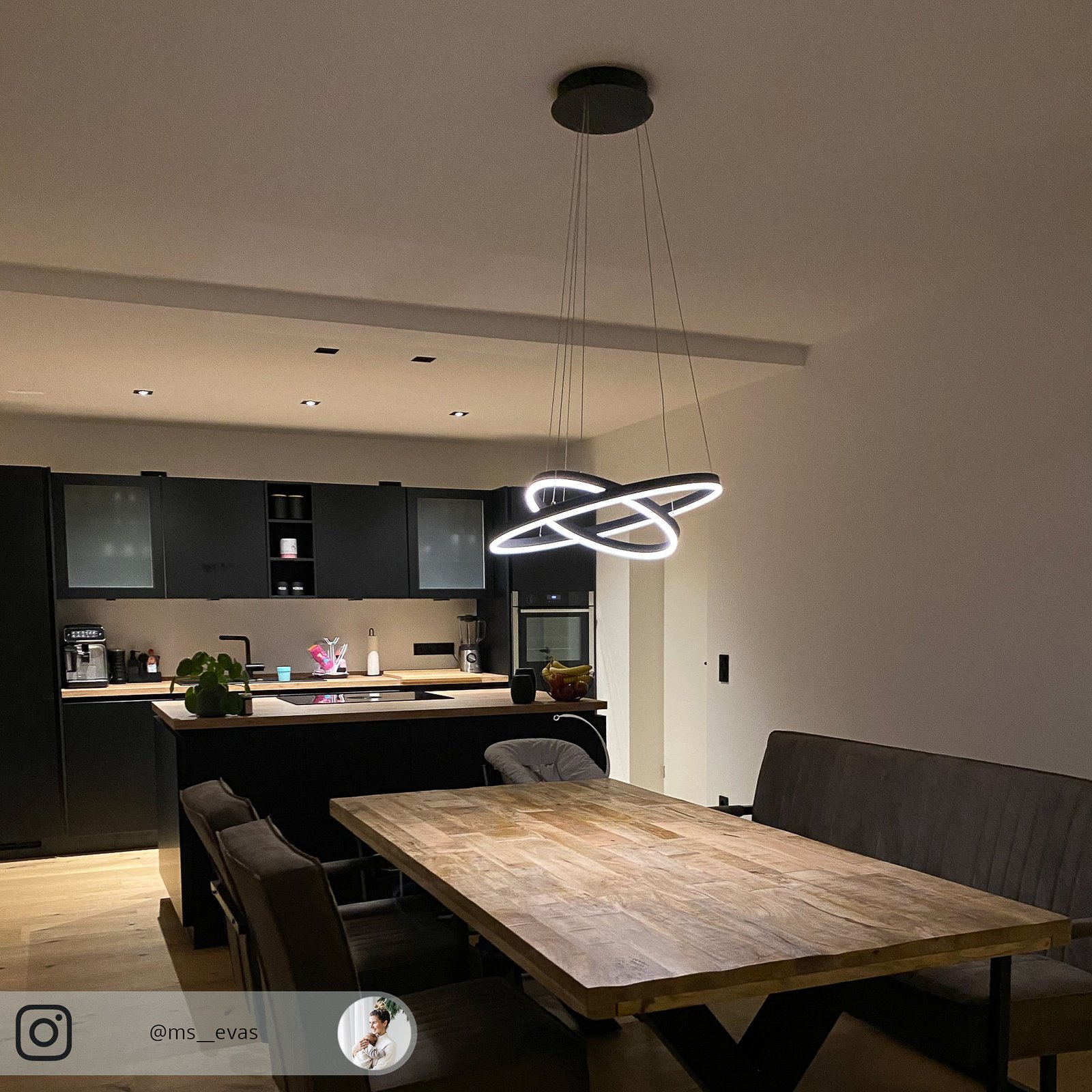 Arcchio LED-Hängeleuchte Albiona, schwarz, 2 Ringe, Ø 60 cm