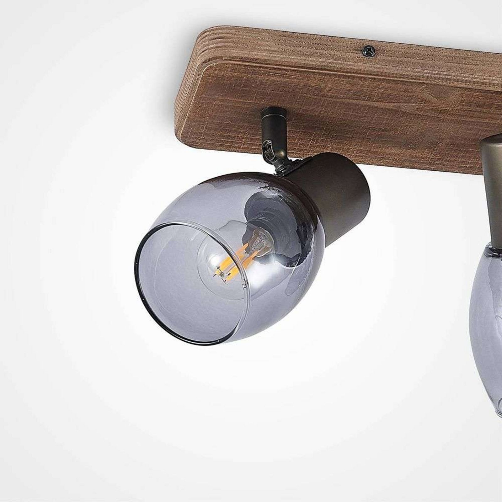 Ineska 3 Square Taklampe Smoke/Wood - Lindby