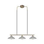 Висяща лампа Eluna, прозрачна/старинна месинг, 100 см стъкло/метал 3-крилна.