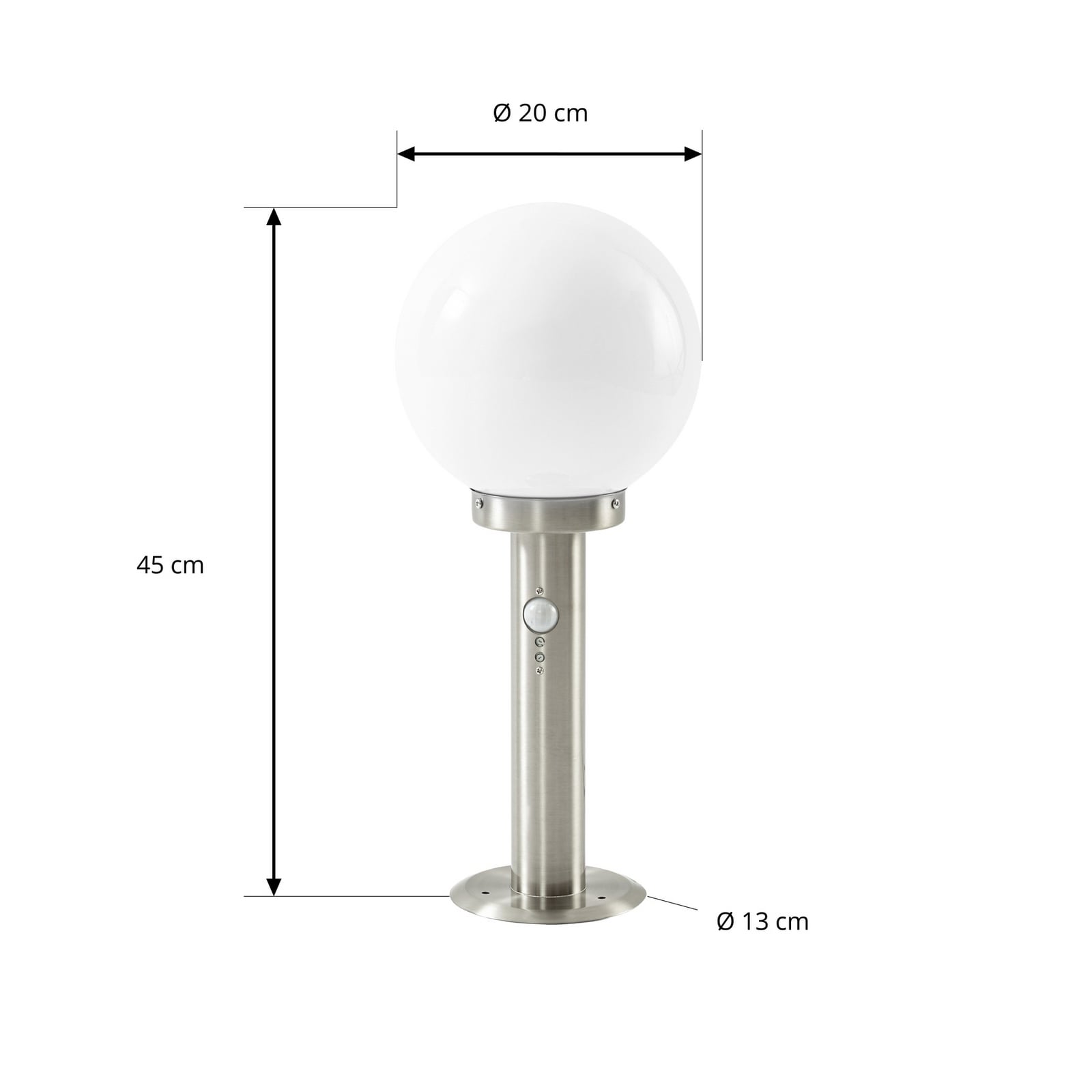 Lindby Vedran pillar light, 45 cm, stainless steel, sensor Lindby Vedran pillar light, 45 cm, stainless steel, sensor