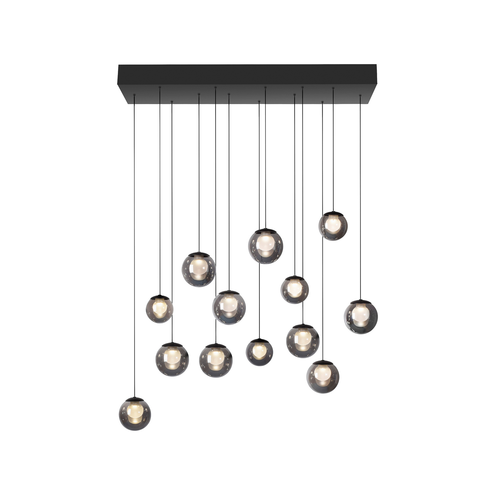 PURE LED-Hängelampe Popup, grau/rauchgrau, 100 cm, 13-fl.