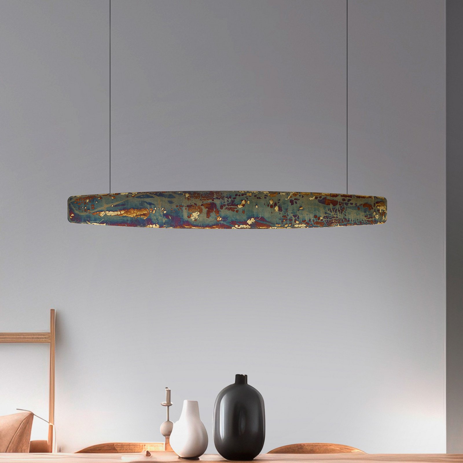 Quitani Persida Lampă suspendată cu LED 98 cm impact metalic auriu - Camera de zi / sufragerie - Design industrial - metal de impact auriu