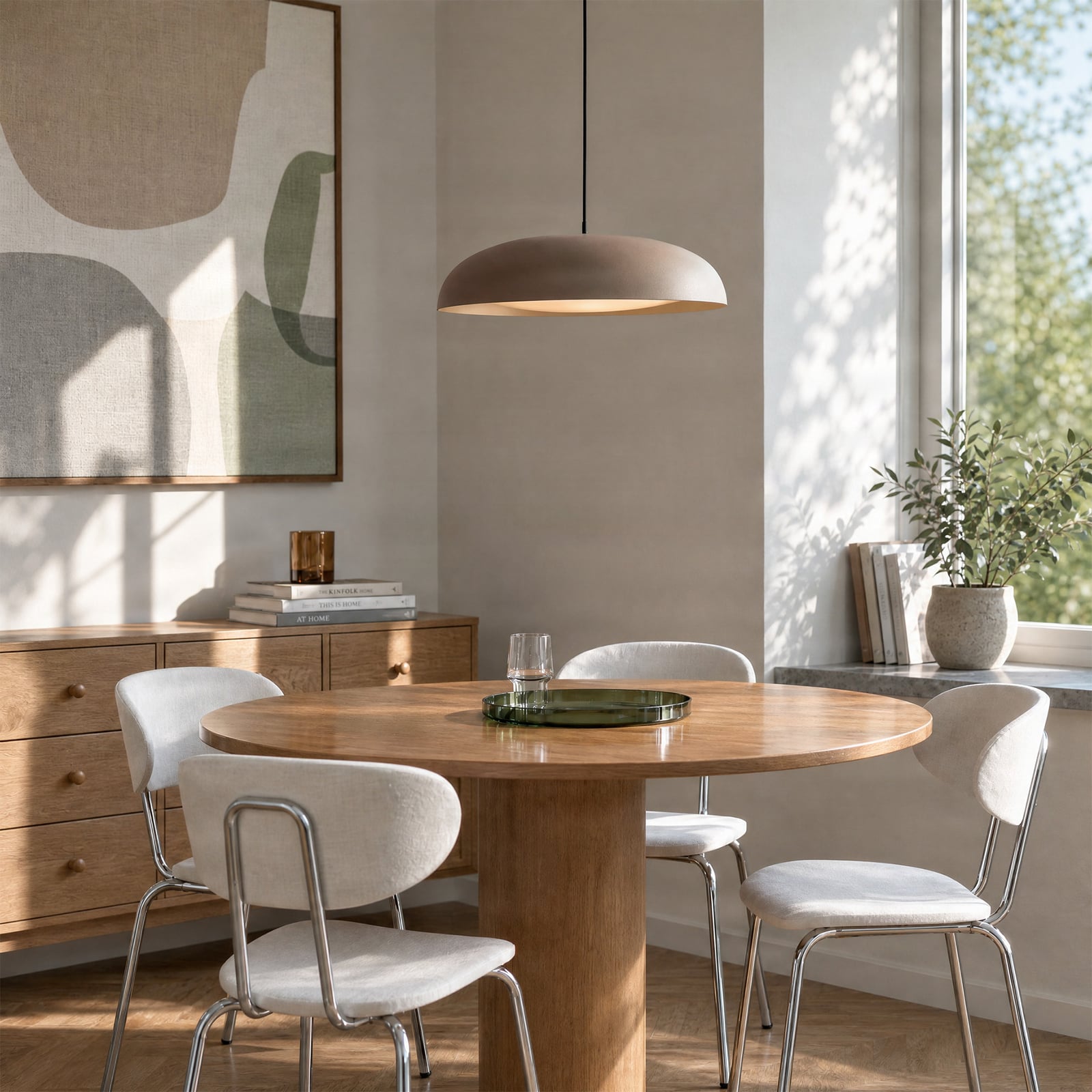 Florie LED-hængelampe, beige, metal, Ø 40 cm – Lindby