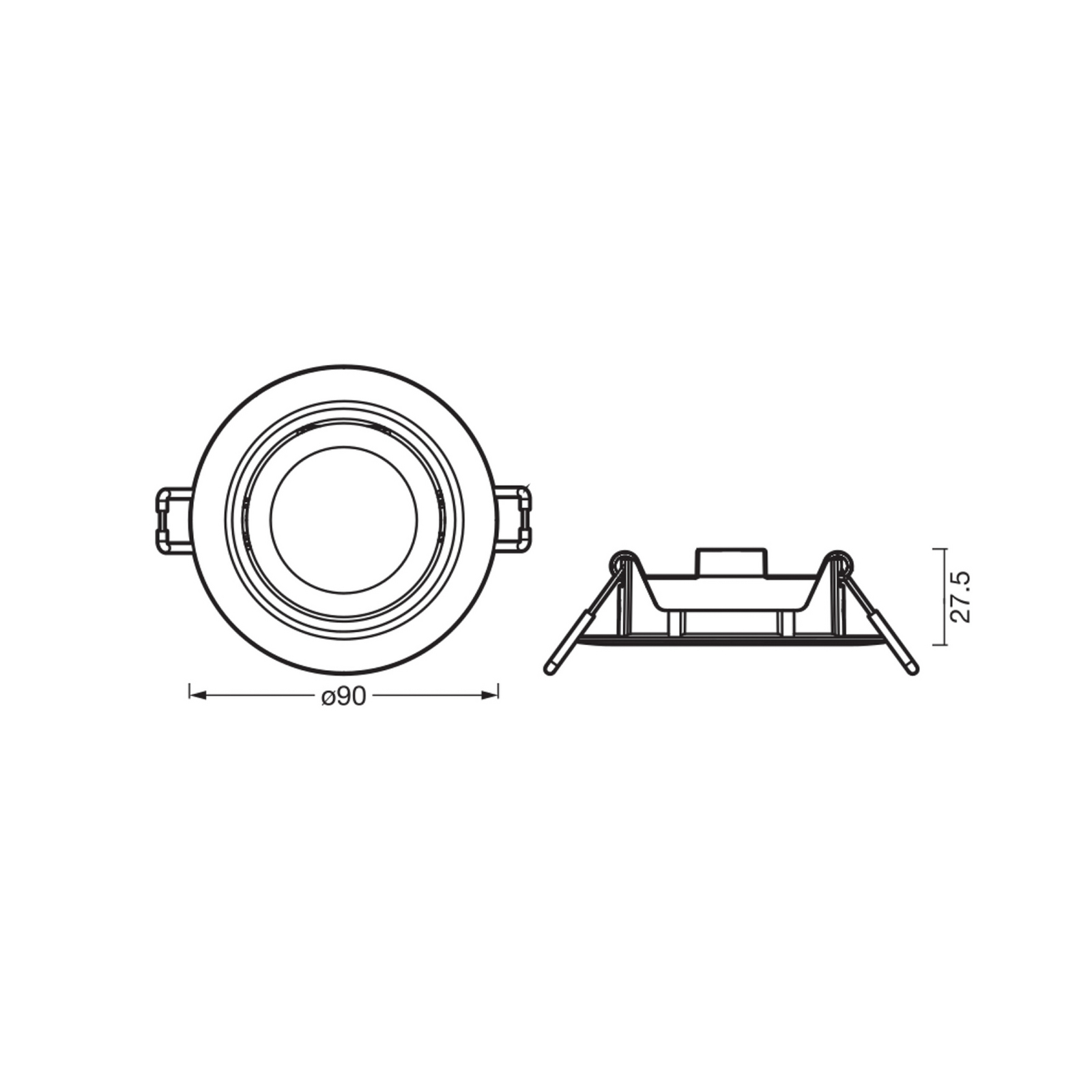 Σετ 3 ενσωματωμένων σποτ LED OSRAM, click-CCT, 120°, ορείχαλκος, Ø 9 cm Σετ 3 ενσωματωμένων σποτ LED OSRAM, click-CCT, 120°, ορείχαλκος, Ø 9 cm