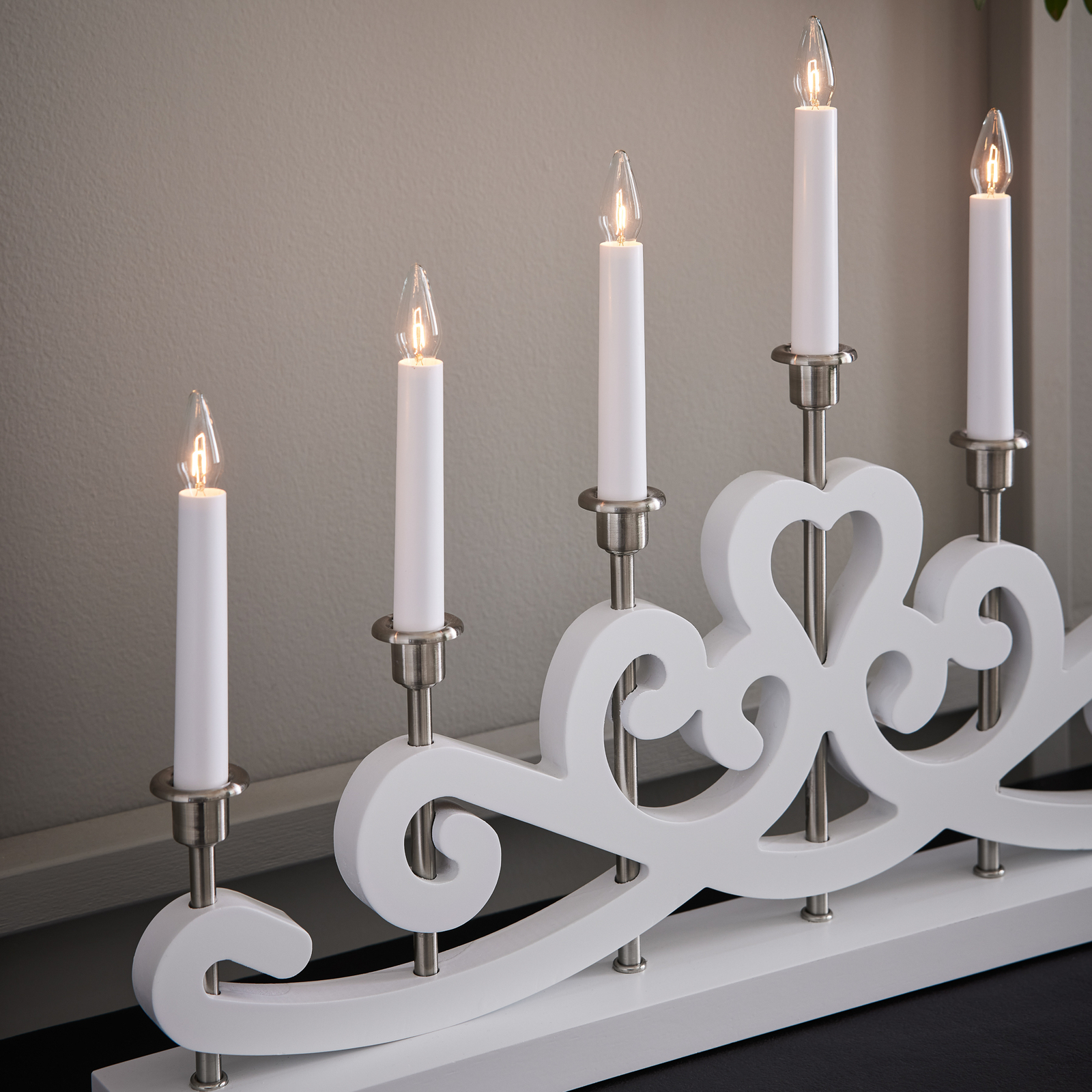 Nightfall candelabra, wood 7-bulb white