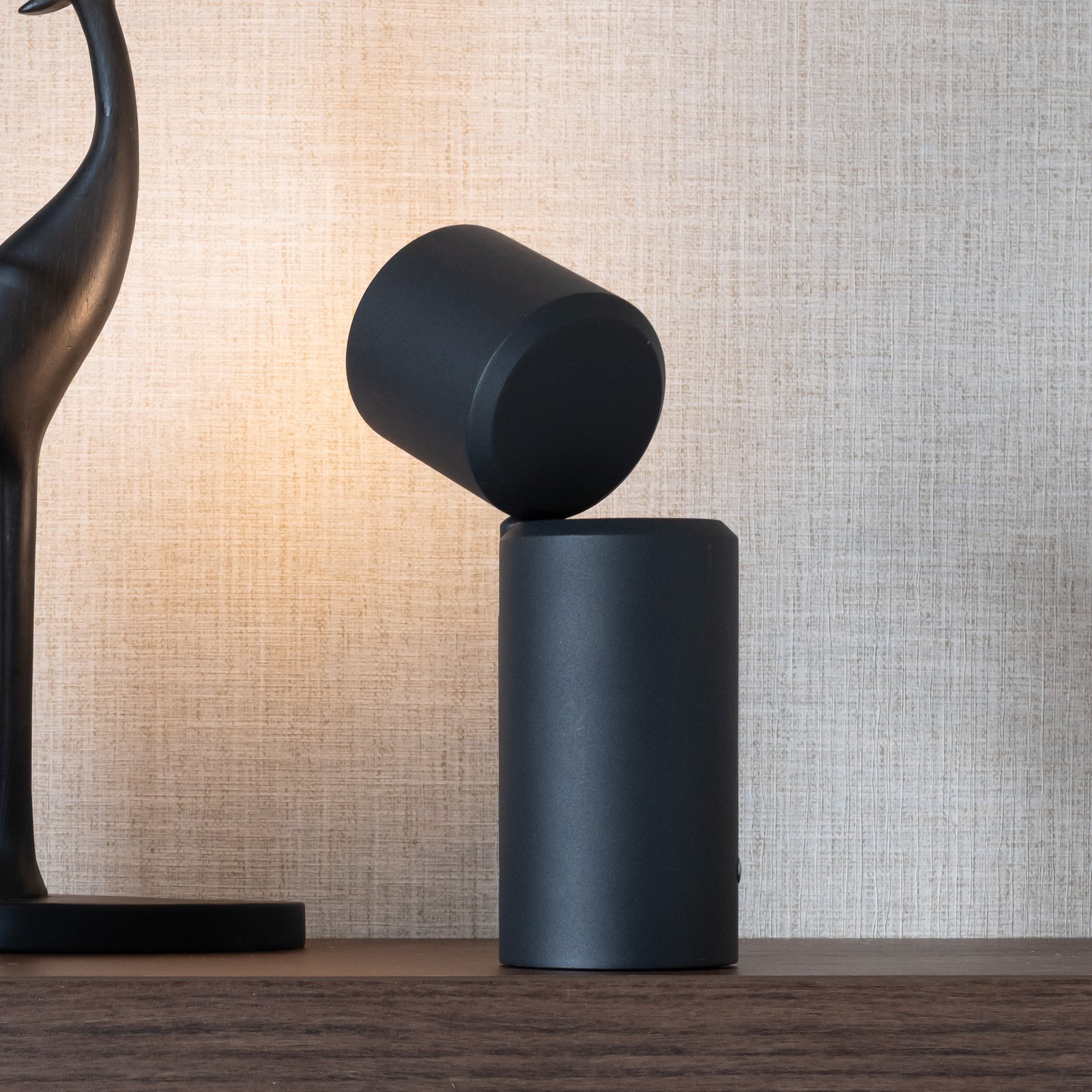 IT'S ABOUT ROMI LED-Akkutischlampe Milan, schwarz, 19 cm
