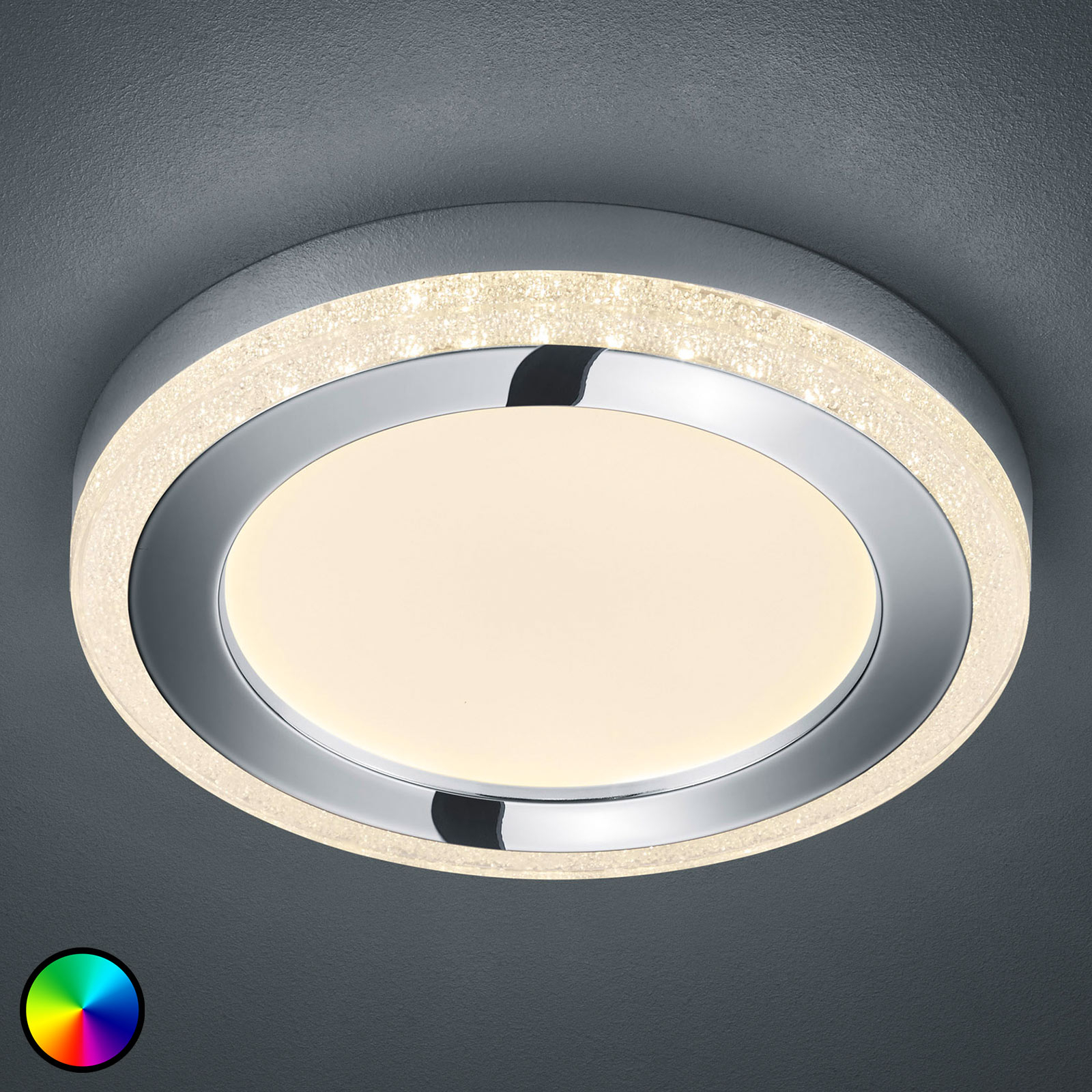 Slide LED ceiling light, white, round