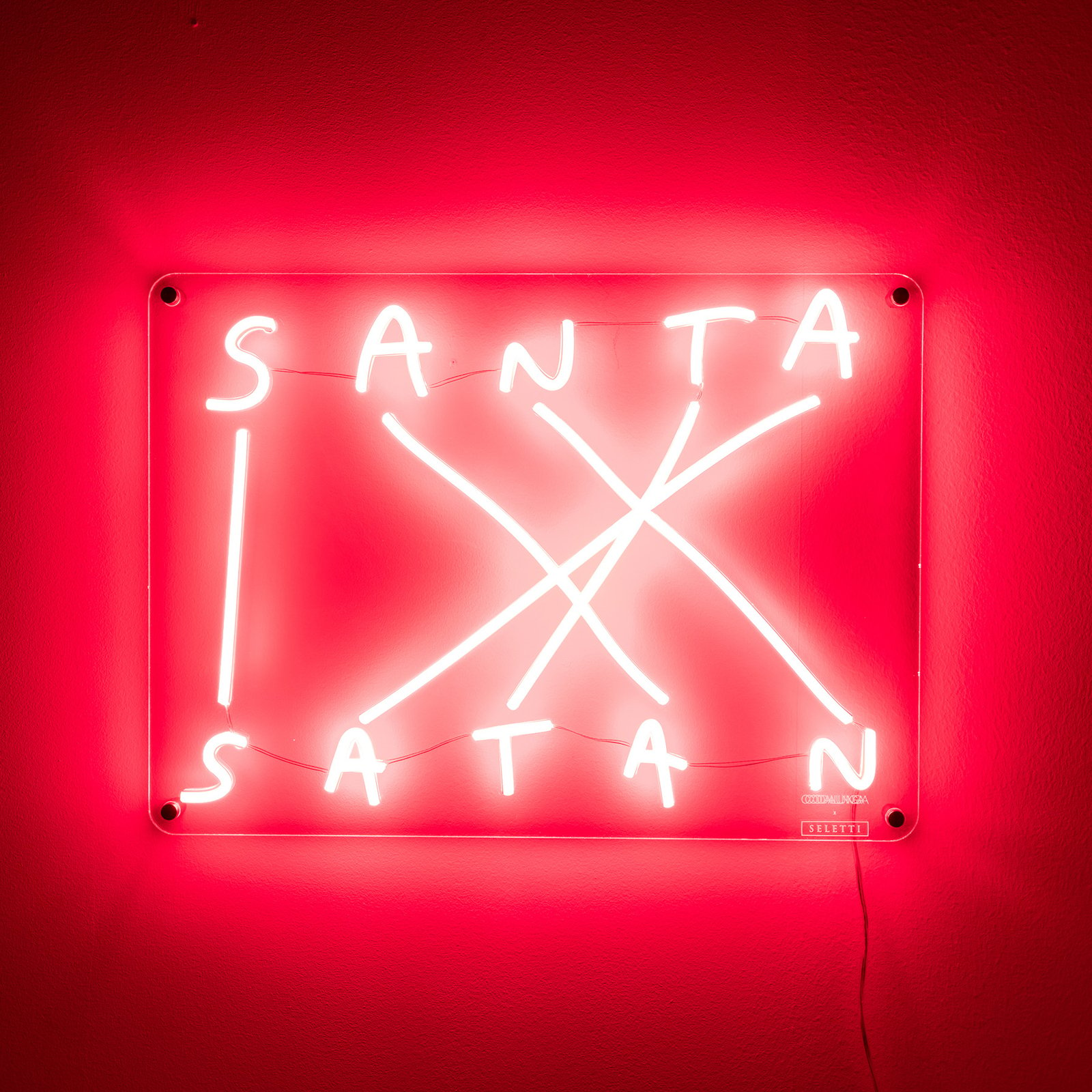 LED decoratie-wandlamp Santa-Satan, rood