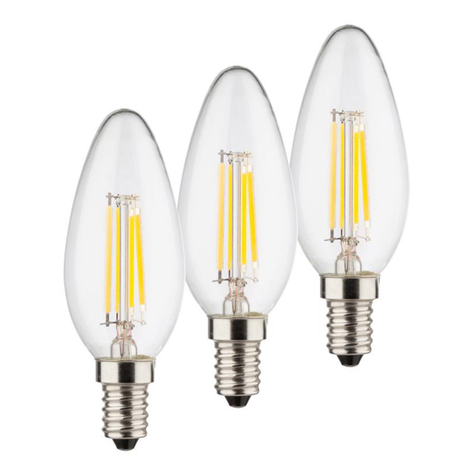 LED-Kerzenlampe E14 4W 2.700K Filament 3er Set