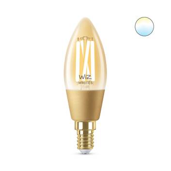 WiZ C35 LED žiarovka E14 4,9W sviečka jantár CCT