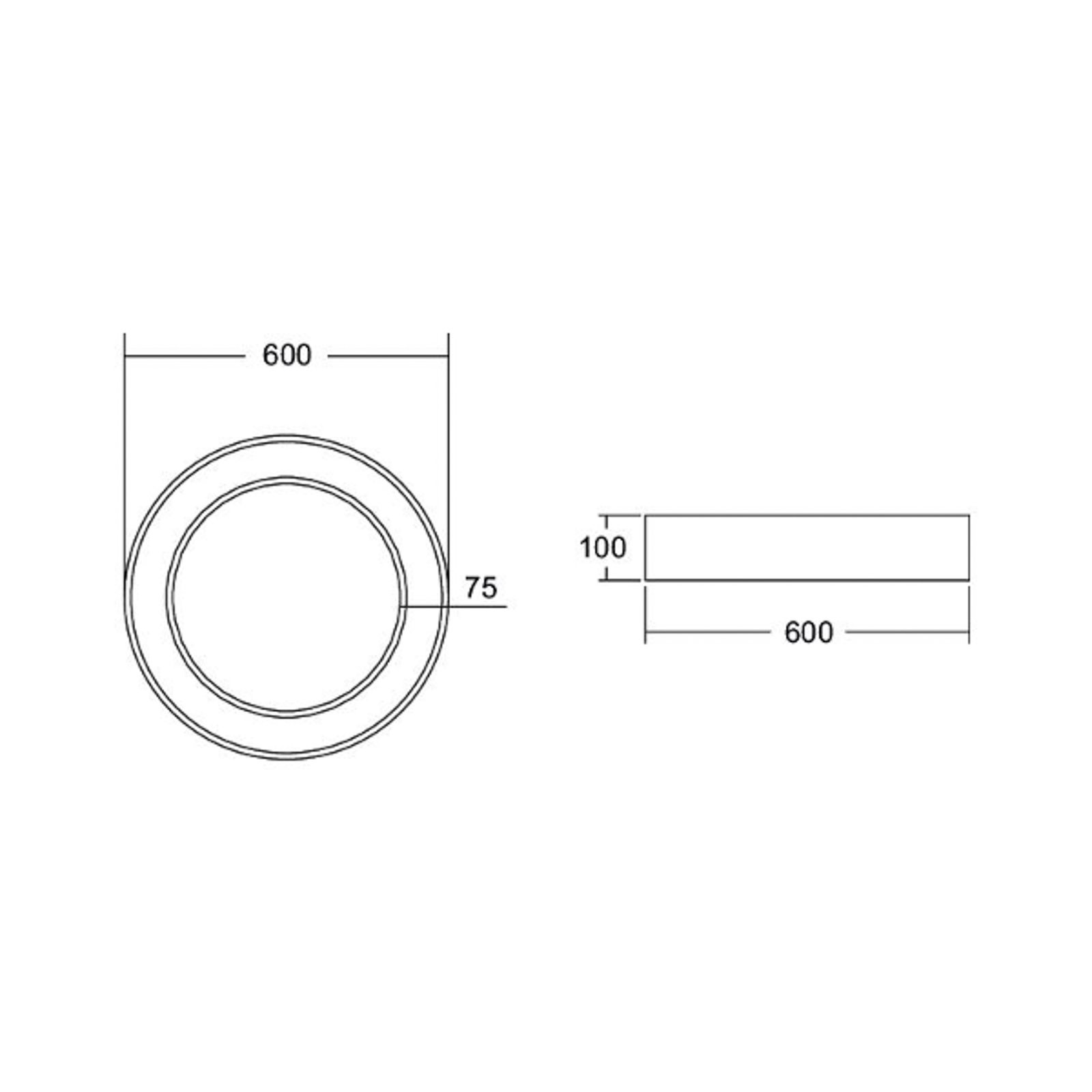BRUMBERG Biro Circle Ring Ø 60cm, 40 W, включване/изключване, черен, 840