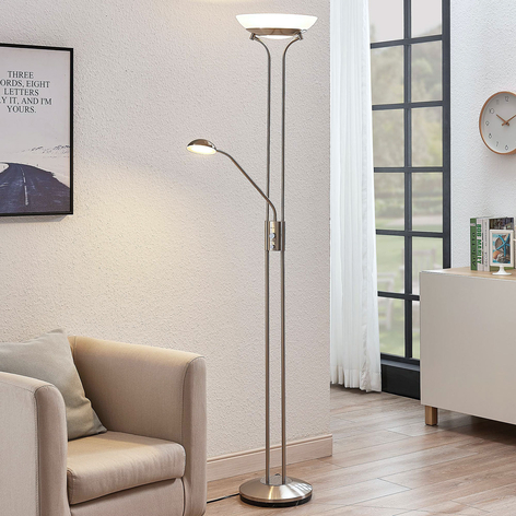 LED-Deckenfluter Dimitra m. Leselampe, nickel
