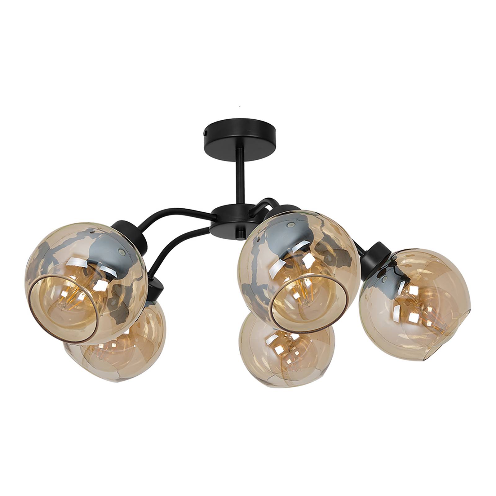 Taklampa Sofia, 5 lampor, amber